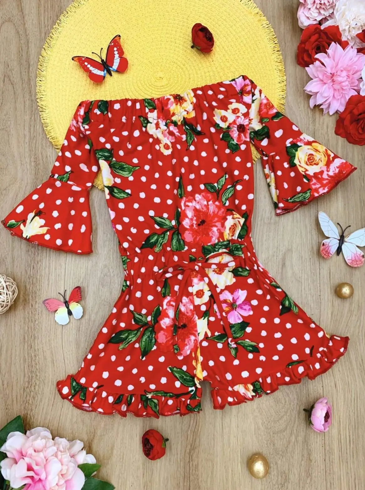 Walk With Me Ruffled Boho Drawstring Romper - Image 3