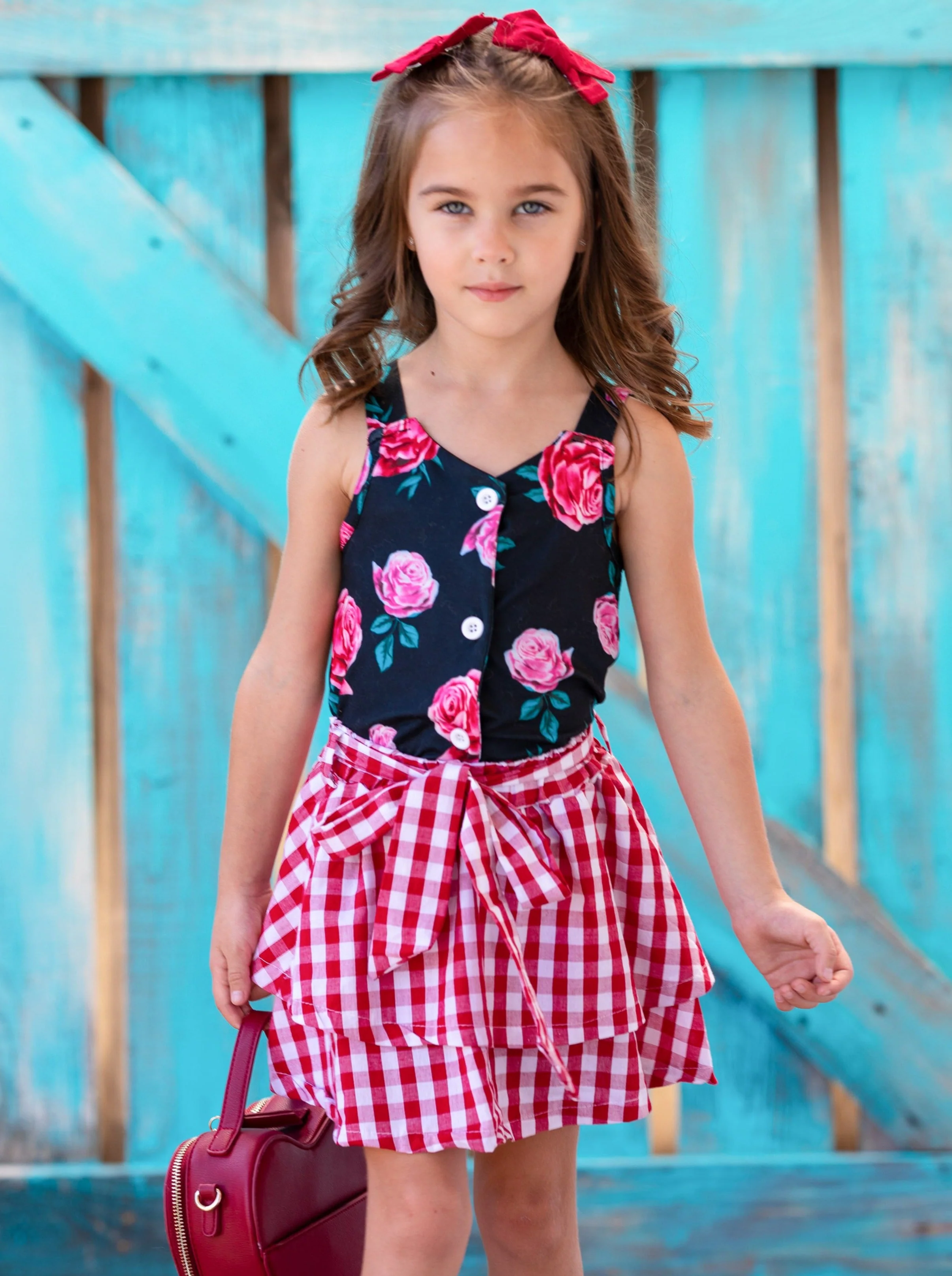 Lovely Mash Up Plaid Tiered Skirt Set - Image 4