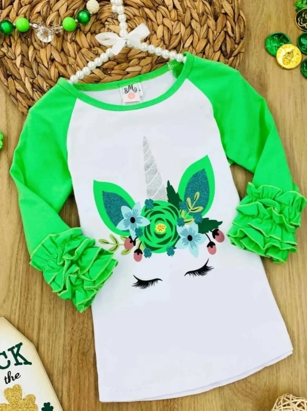 Crowned Unicorn Ruffle Raglan Top - Image 2