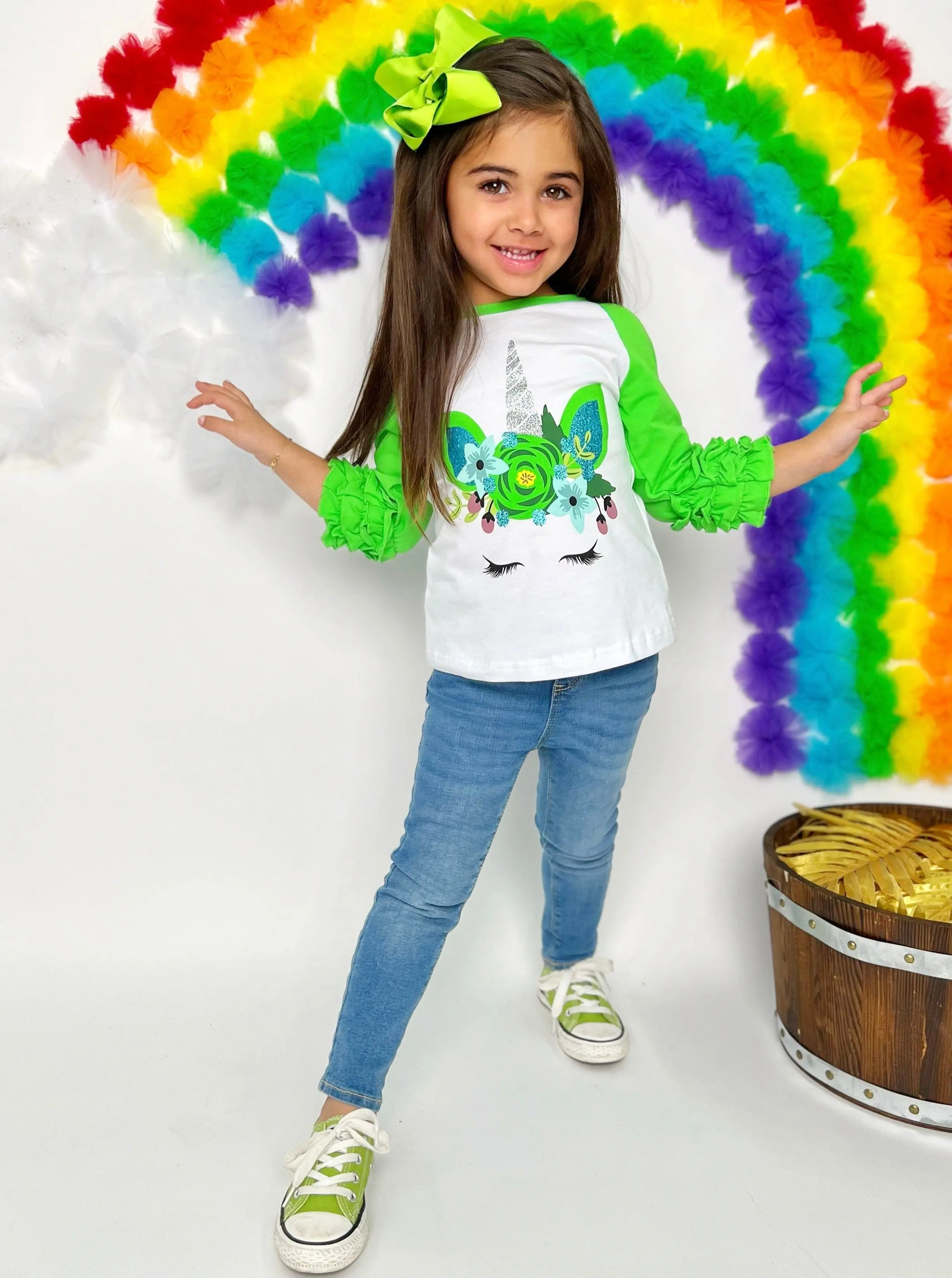 Crowned Unicorn Ruffle Raglan Top - Image 3