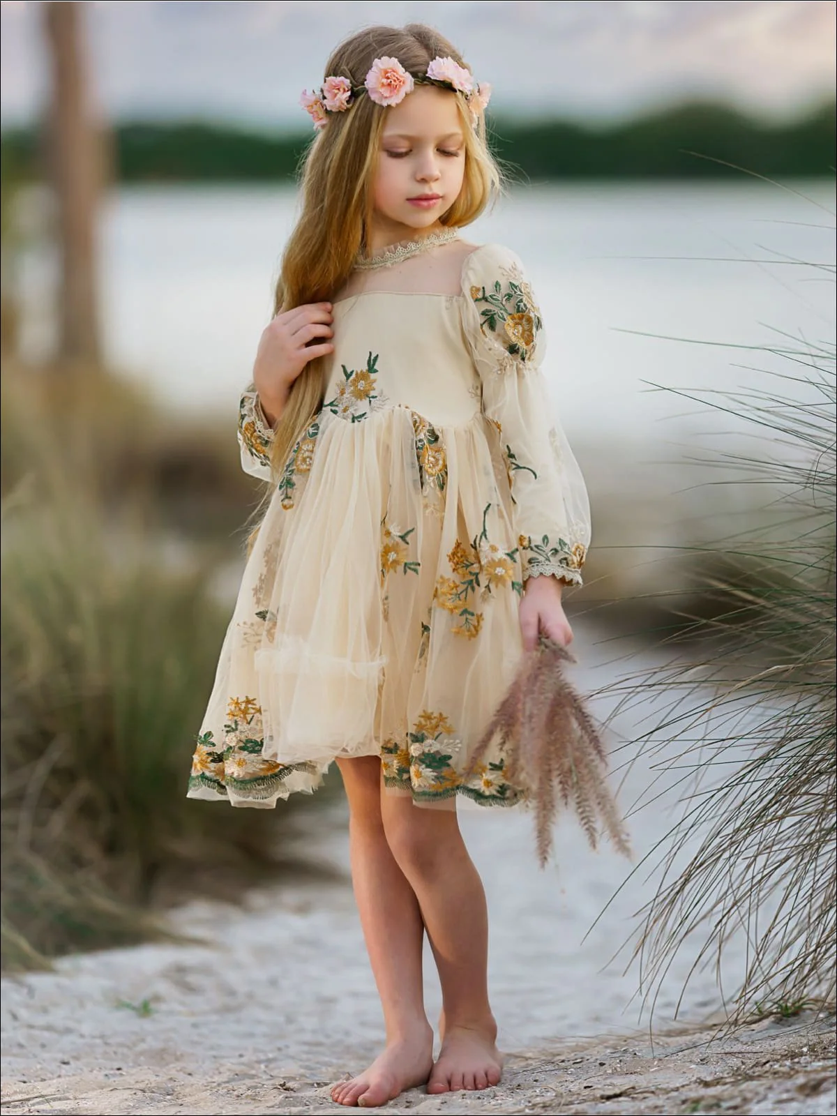 Flower Embroidered Lace Dress - Image 3