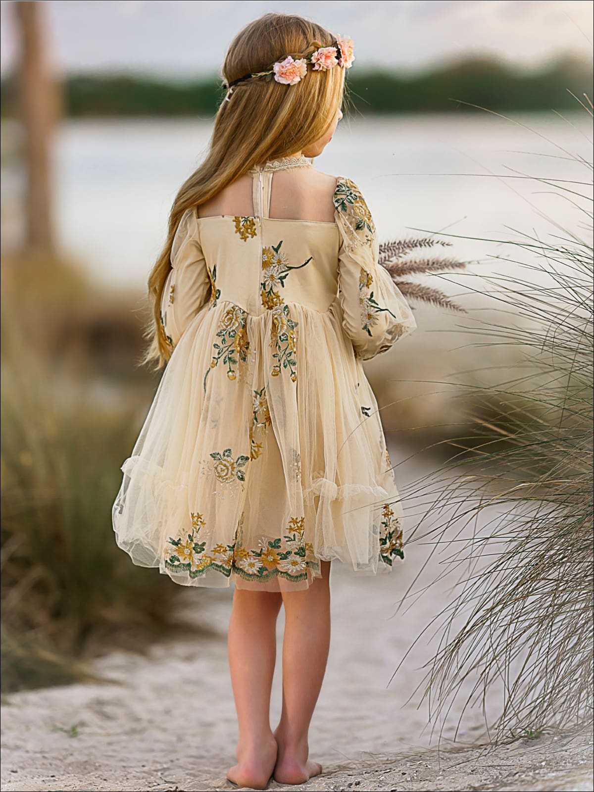 Flower Embroidered Lace Dress - Image 4