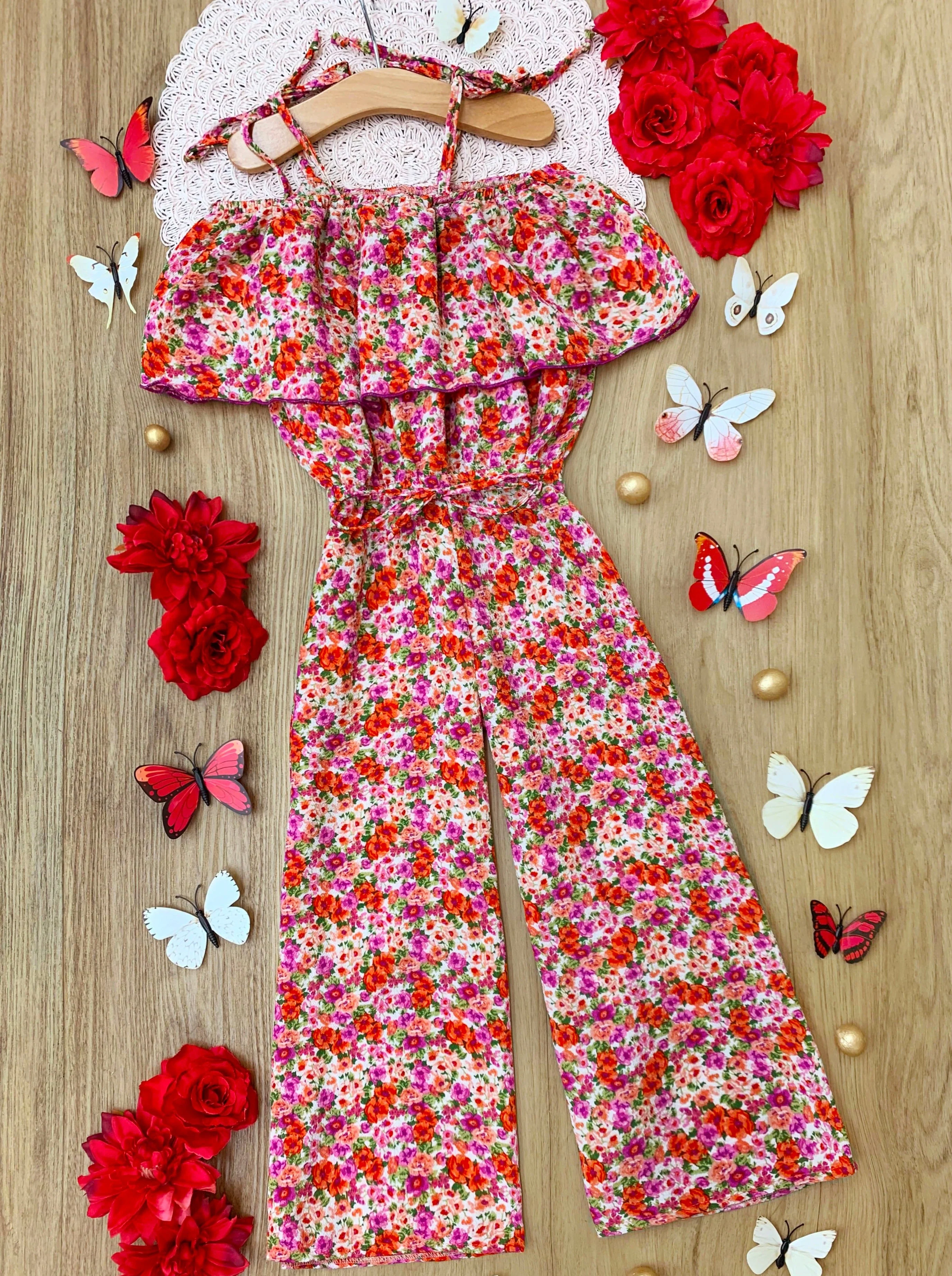 Flower Goddess Cold Shoulder Jumpsuit - Image 3