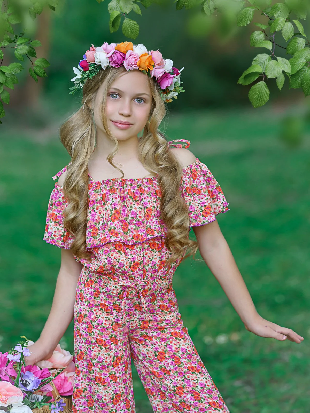 Flower Goddess Cold Shoulder Jumpsuit - Image 4
