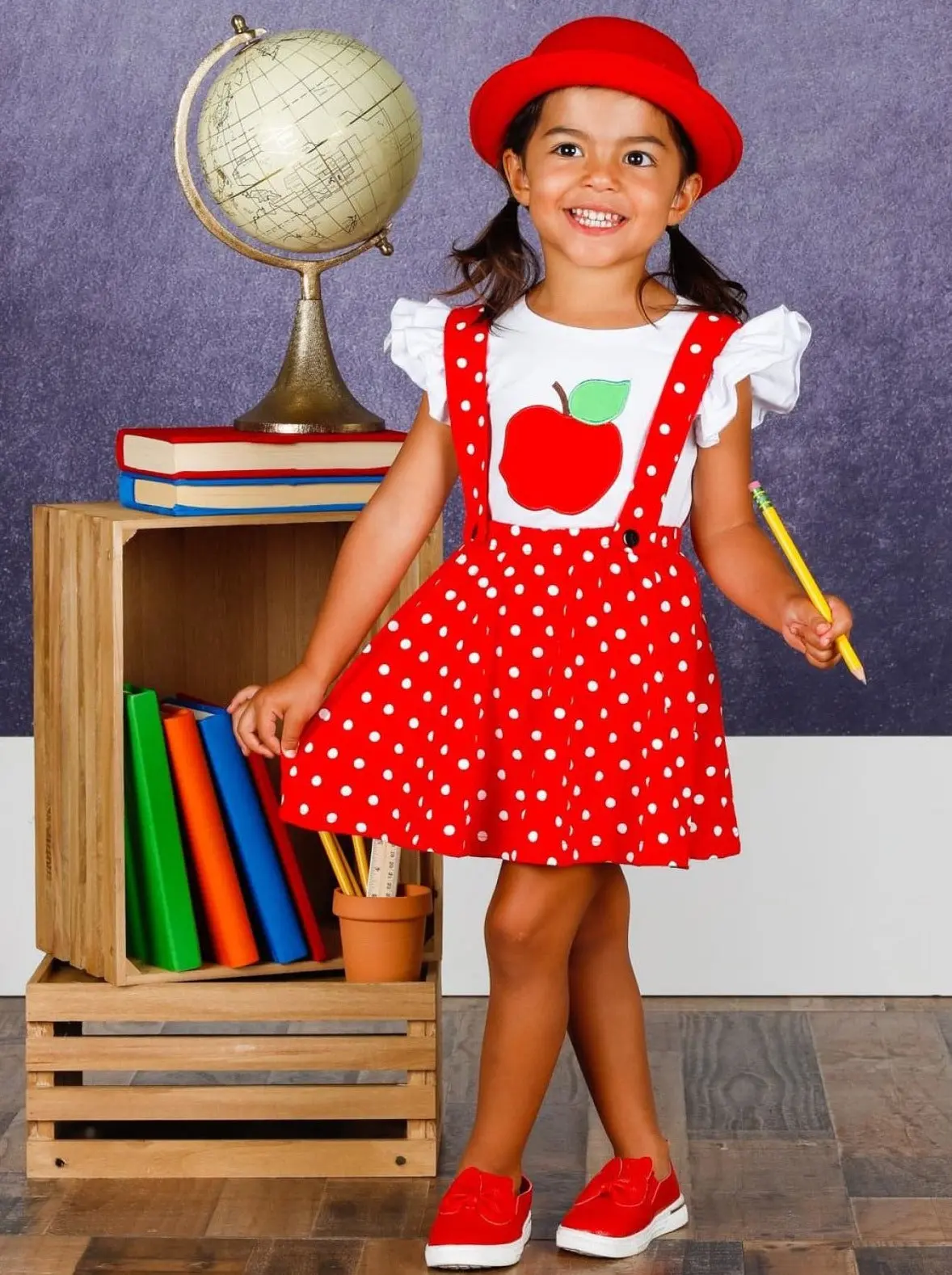 Teacher's Favorite Polka Dot Overall Skirt Set - Image 3
