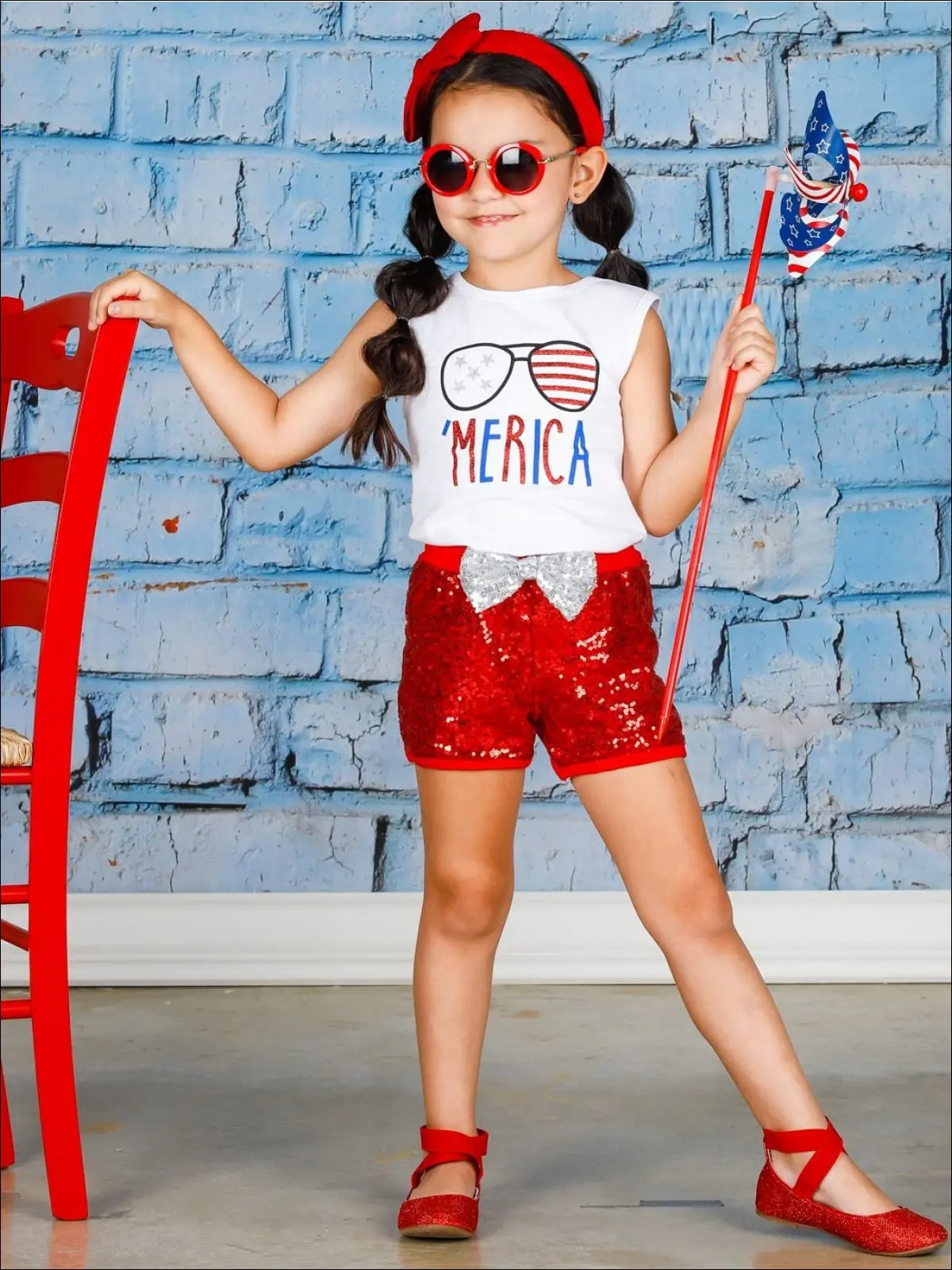 'Merica Top and Sequin Bow Short Set - Image 3