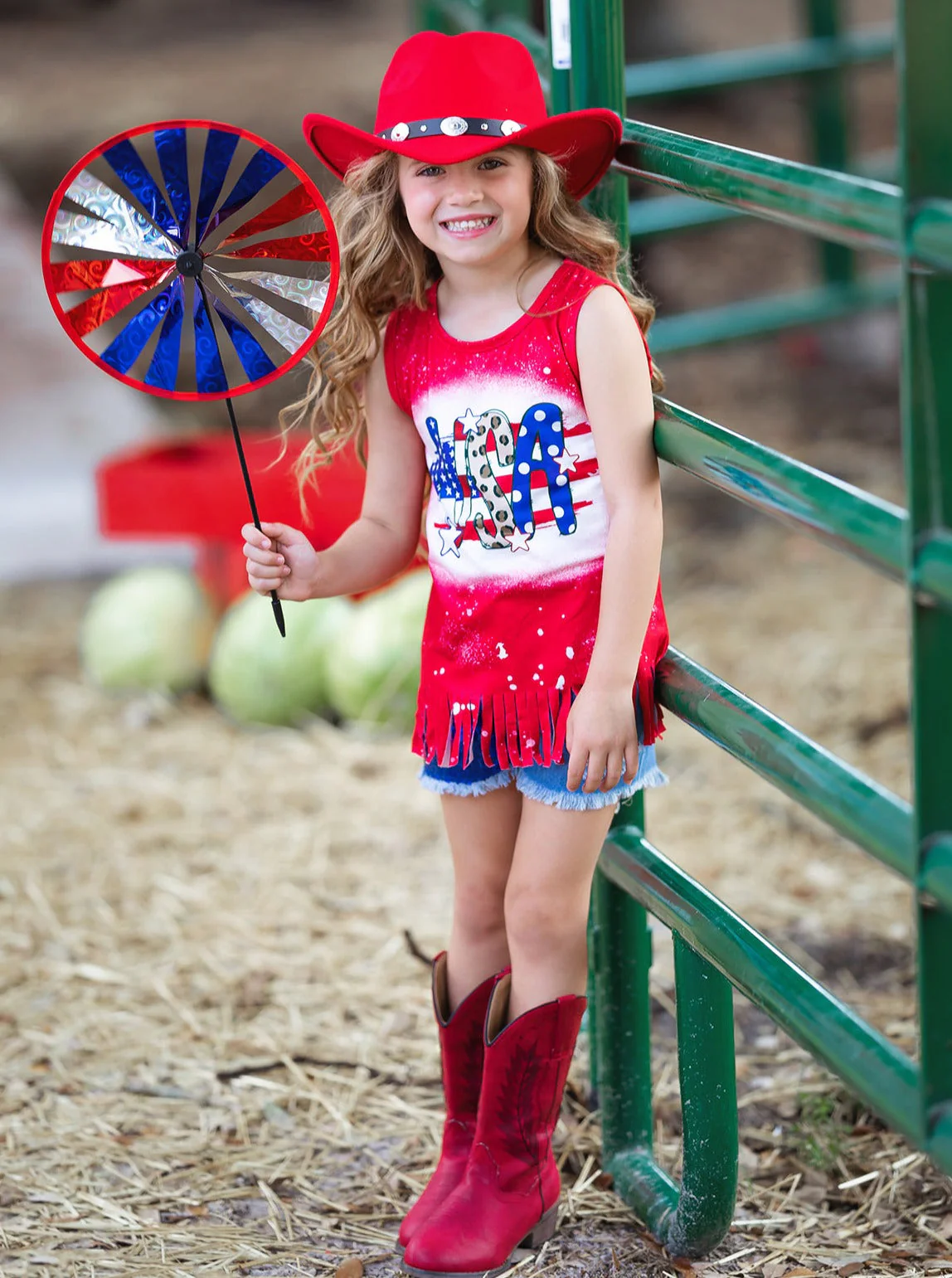 USA Sparkle Sequin Denim Shorts Set - Image 11