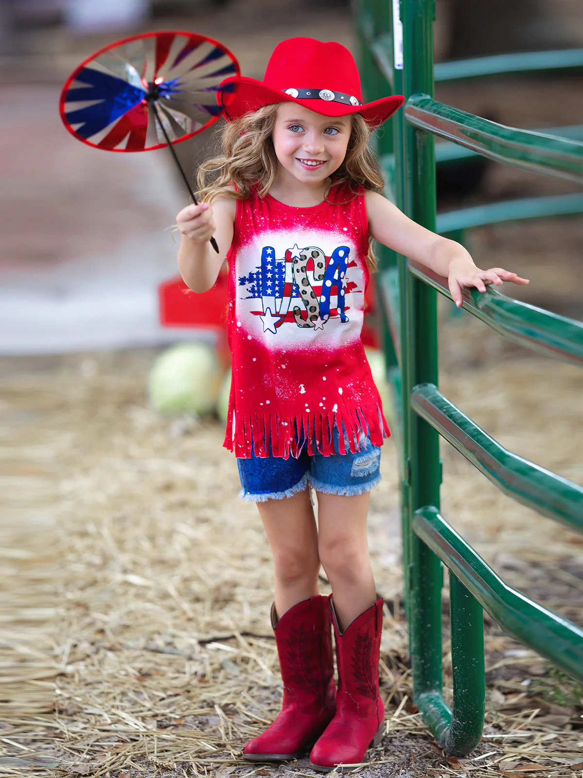USA Sparkle Sequin Denim Shorts Set - Image 5