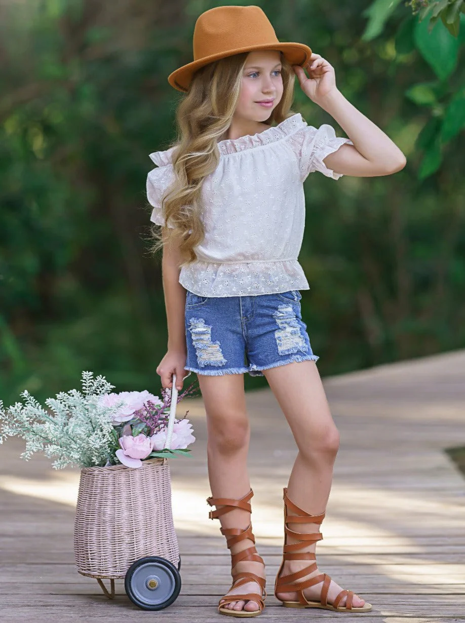 Frilly Fun Denim Shorts Set - Image 4