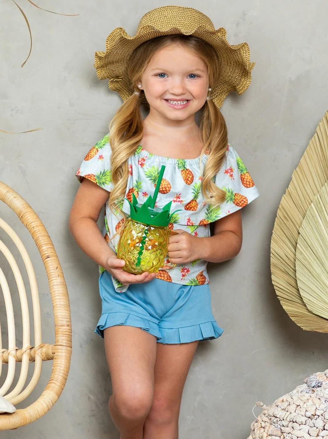Pineapple Paradise Top and Ruffle Short Set - Image 2
