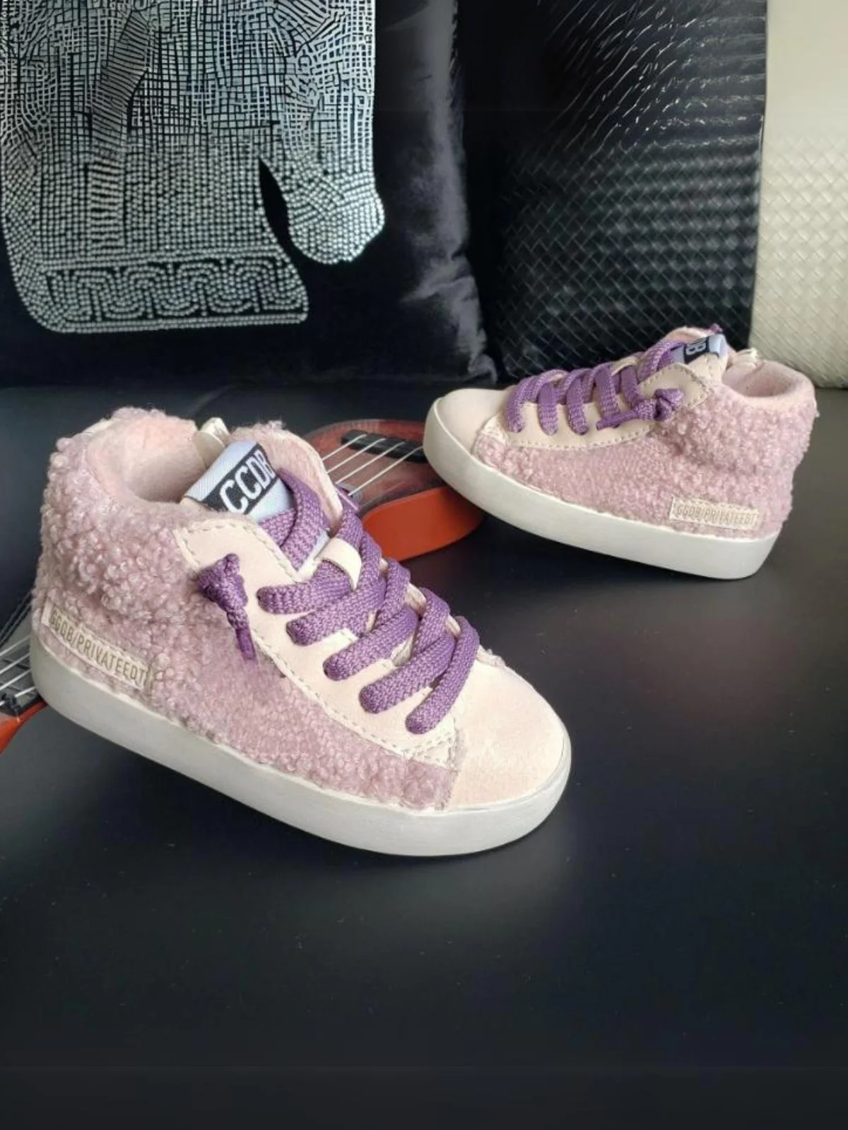 Girls Fuzzy High-Top Sneakers by Liv and Mia - Image 2
