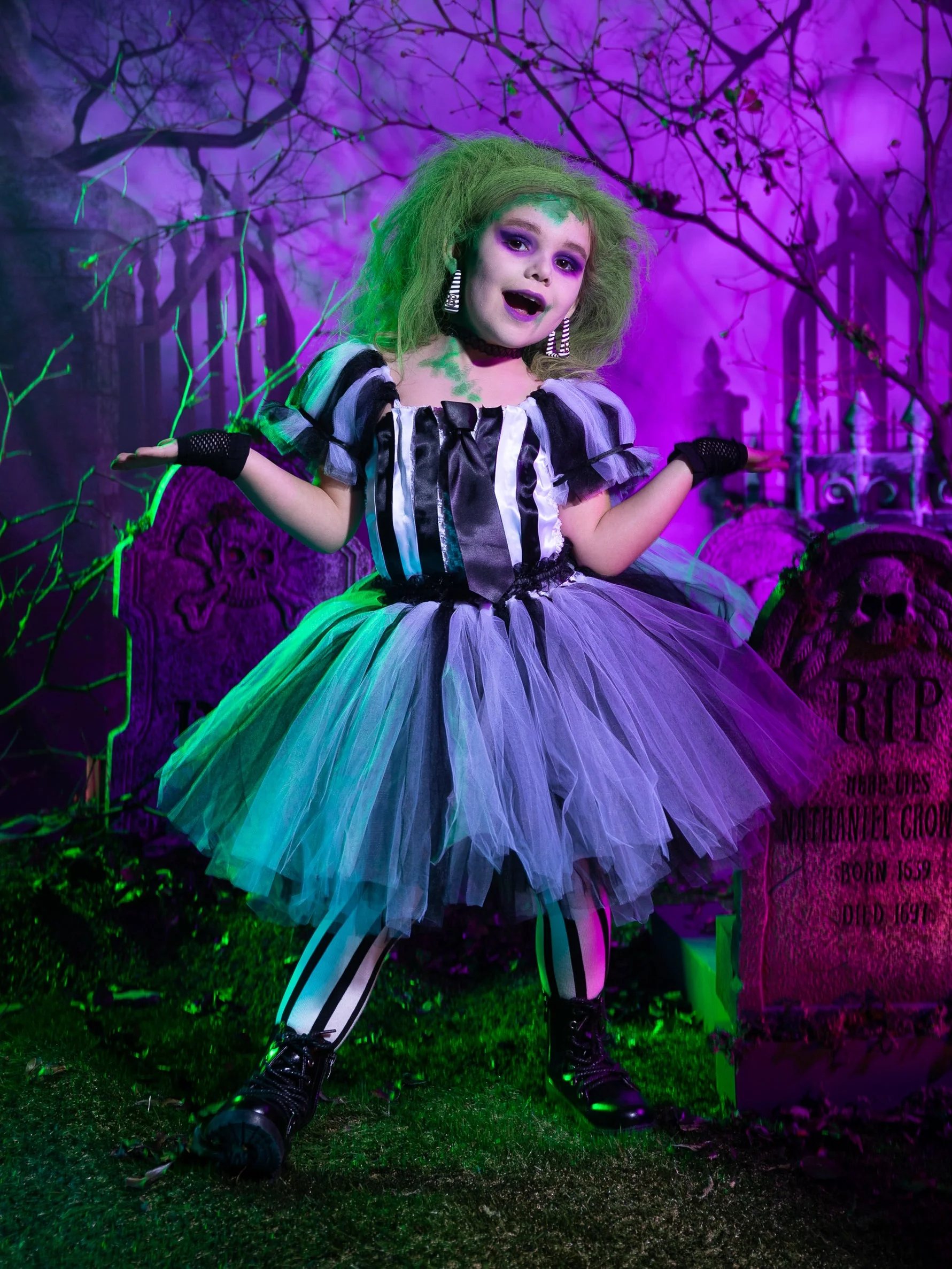 Girls Ghost with the Most Striped Tutu Costume Dress - Image 10