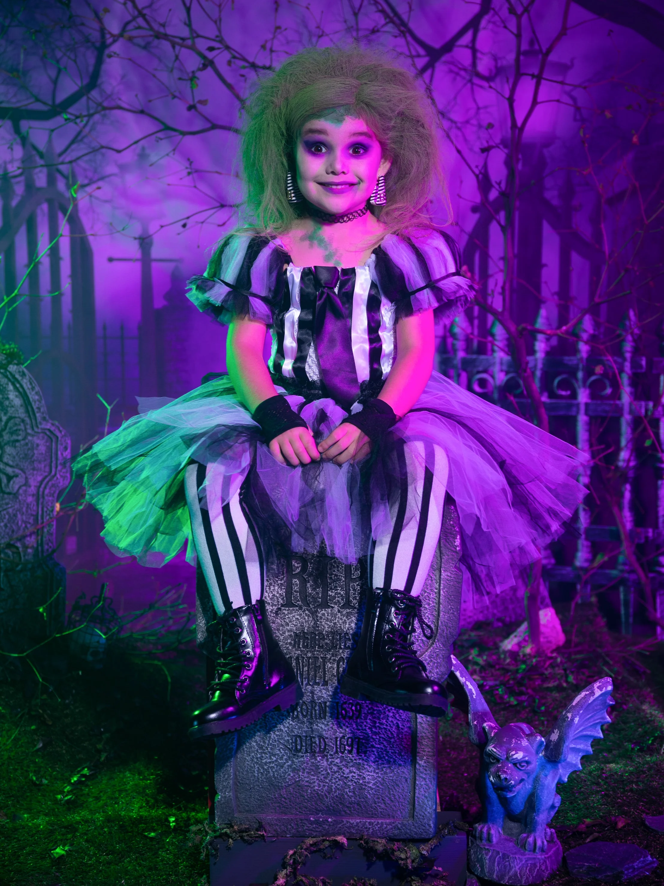 Girls Ghost with the Most Striped Tutu Costume Dress - Image 6