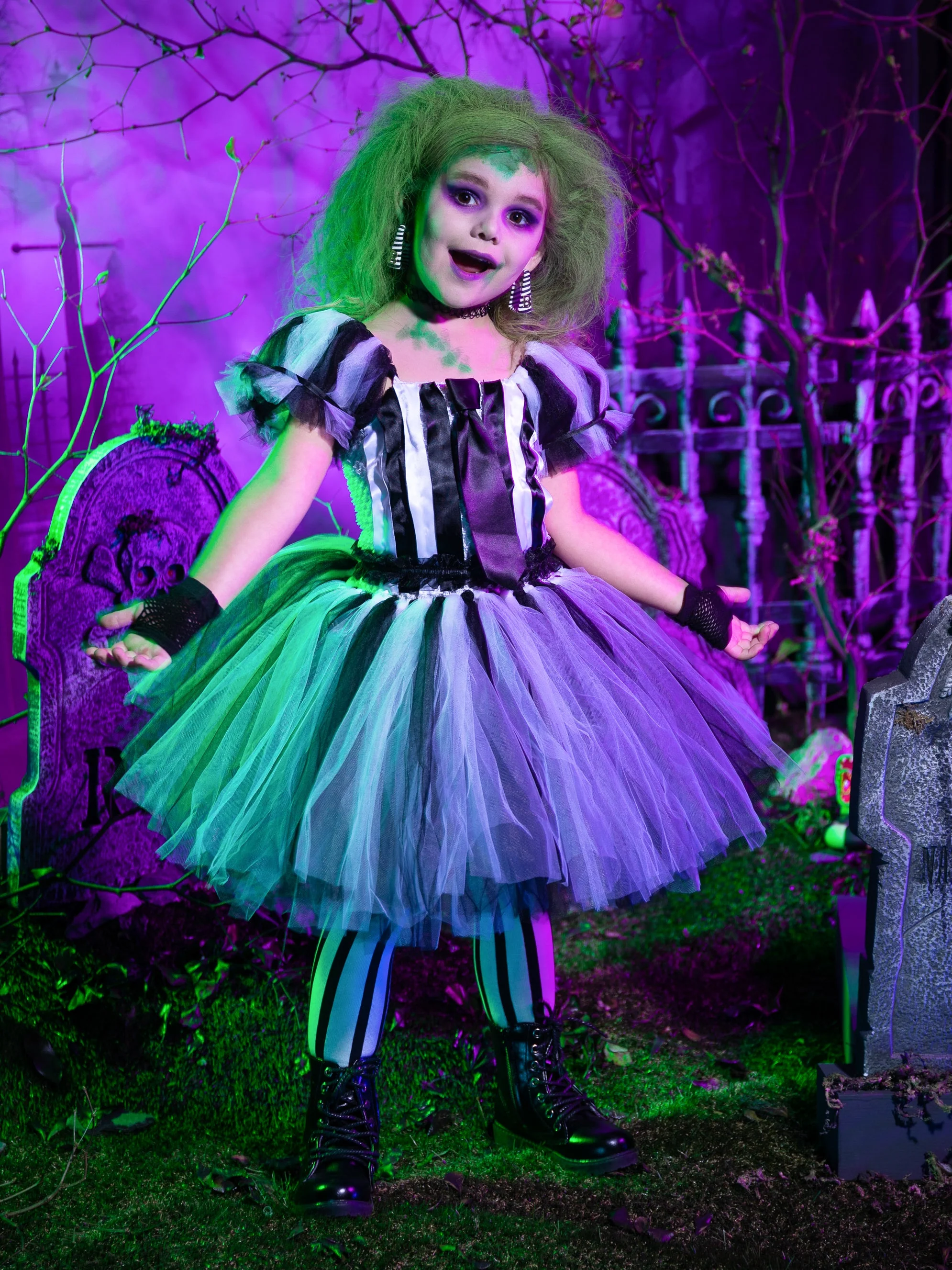 Girls Ghost with the Most Striped Tutu Costume Dress - Image 7