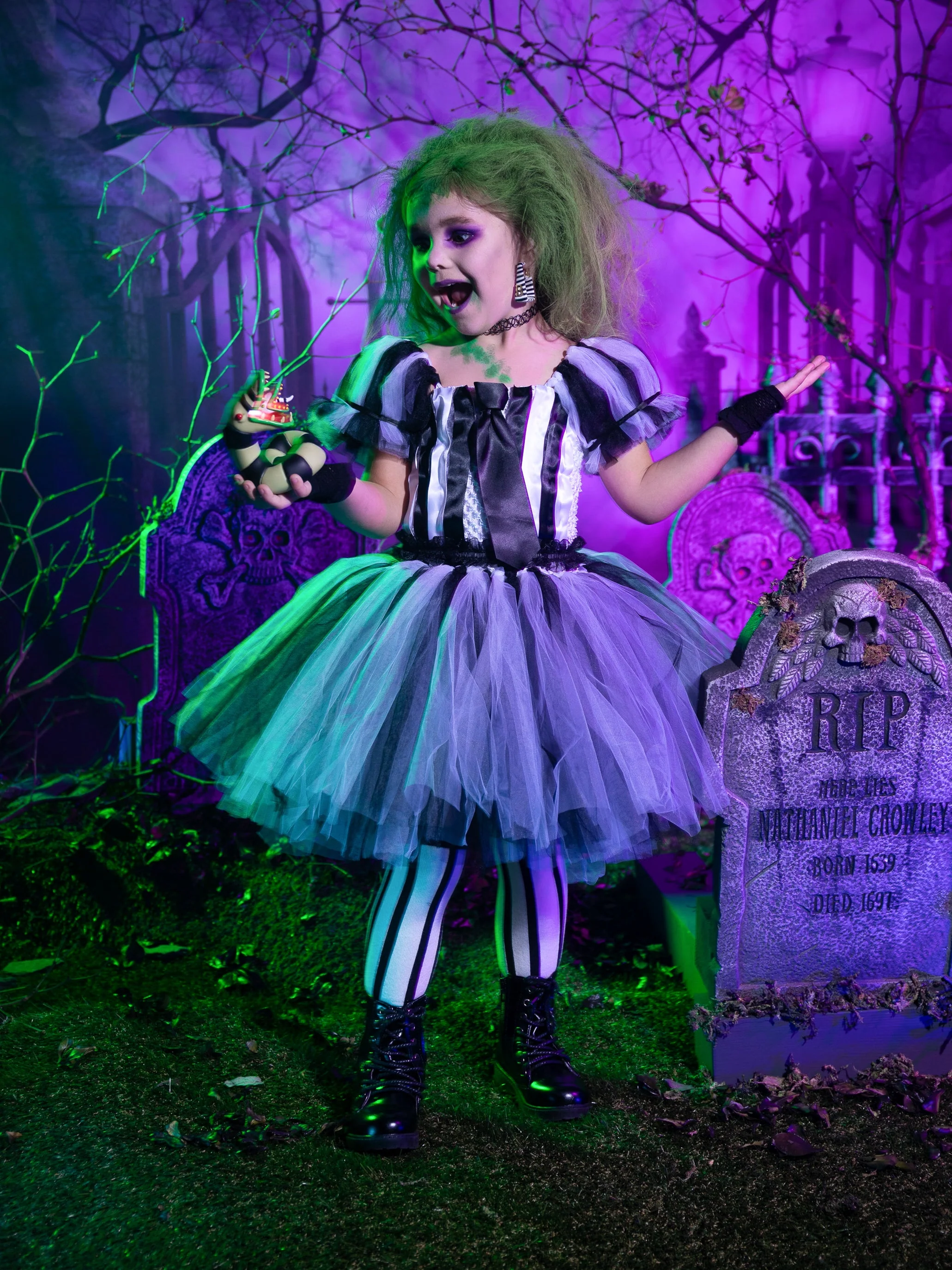 Girls Ghost with the Most Striped Tutu Costume Dress - Image 8