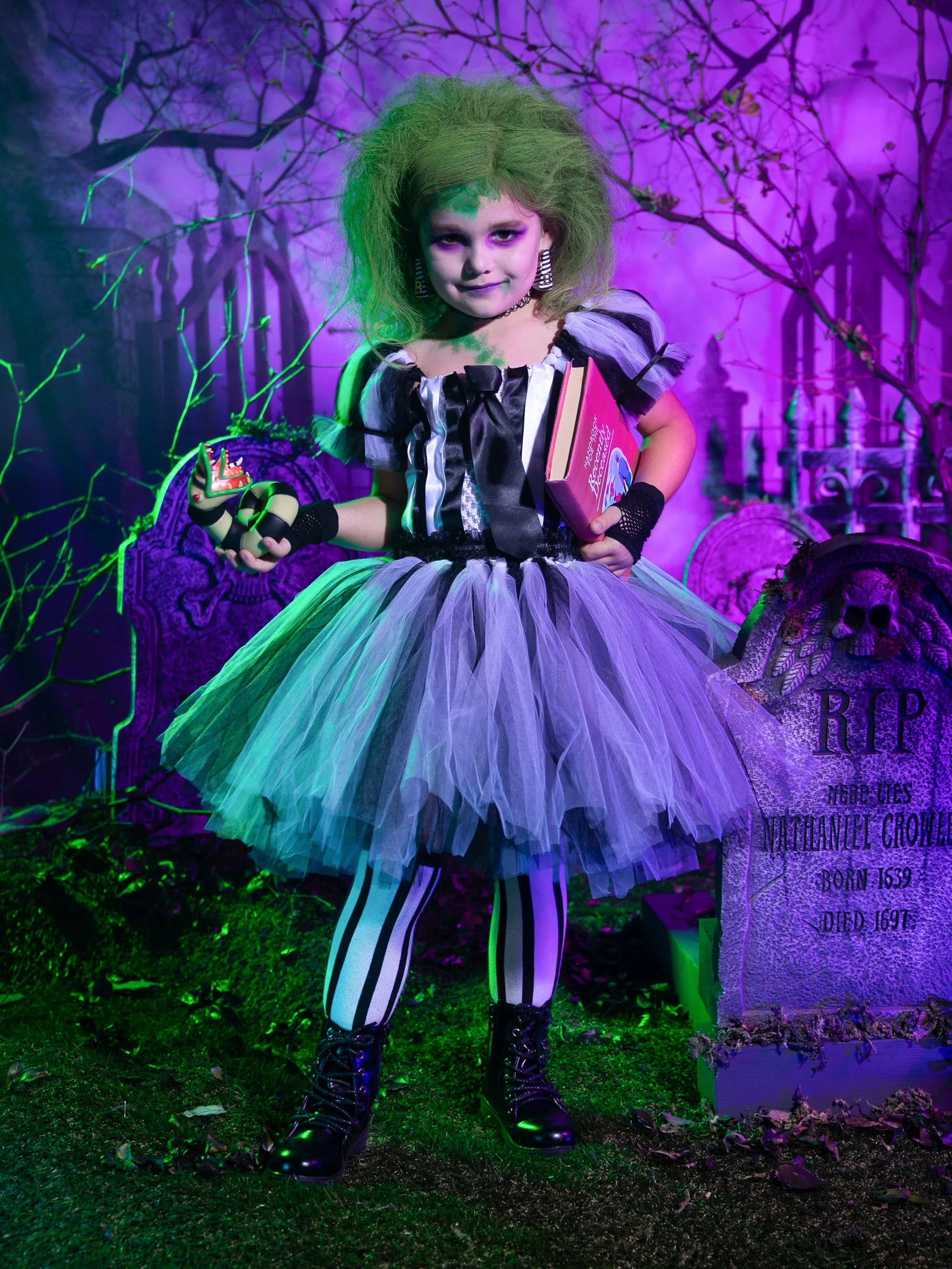 Girls Ghost with the Most Striped Tutu Costume Dress - Image 9