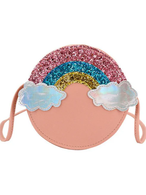 Girls Glitters and Rainbows Round Crossbody Handbag - Image 3