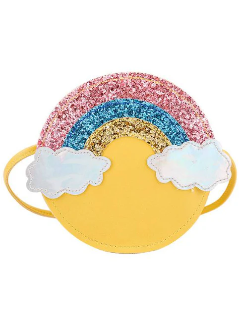 Girls Glitters and Rainbows Round Crossbody Handbag - Image 4
