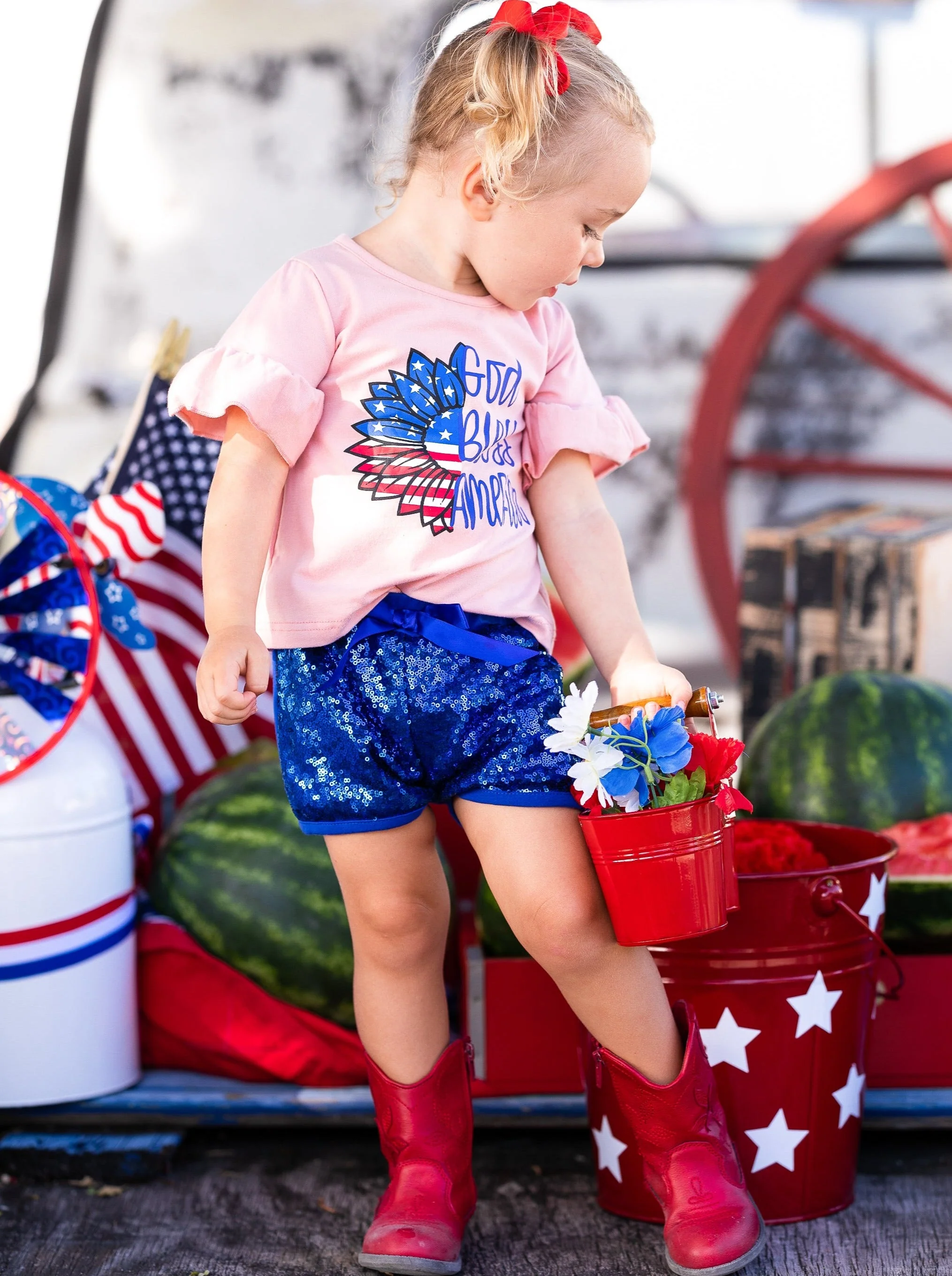 God Bless America Top And Sequin Short Set - Image 2
