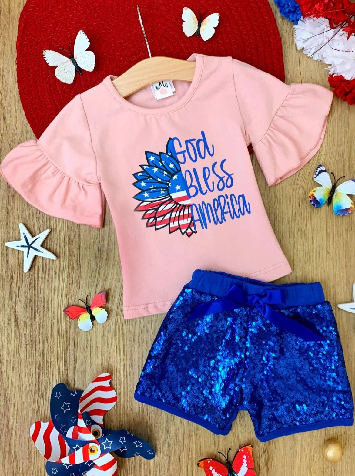 God Bless America Top And Sequin Short Set - Image 3