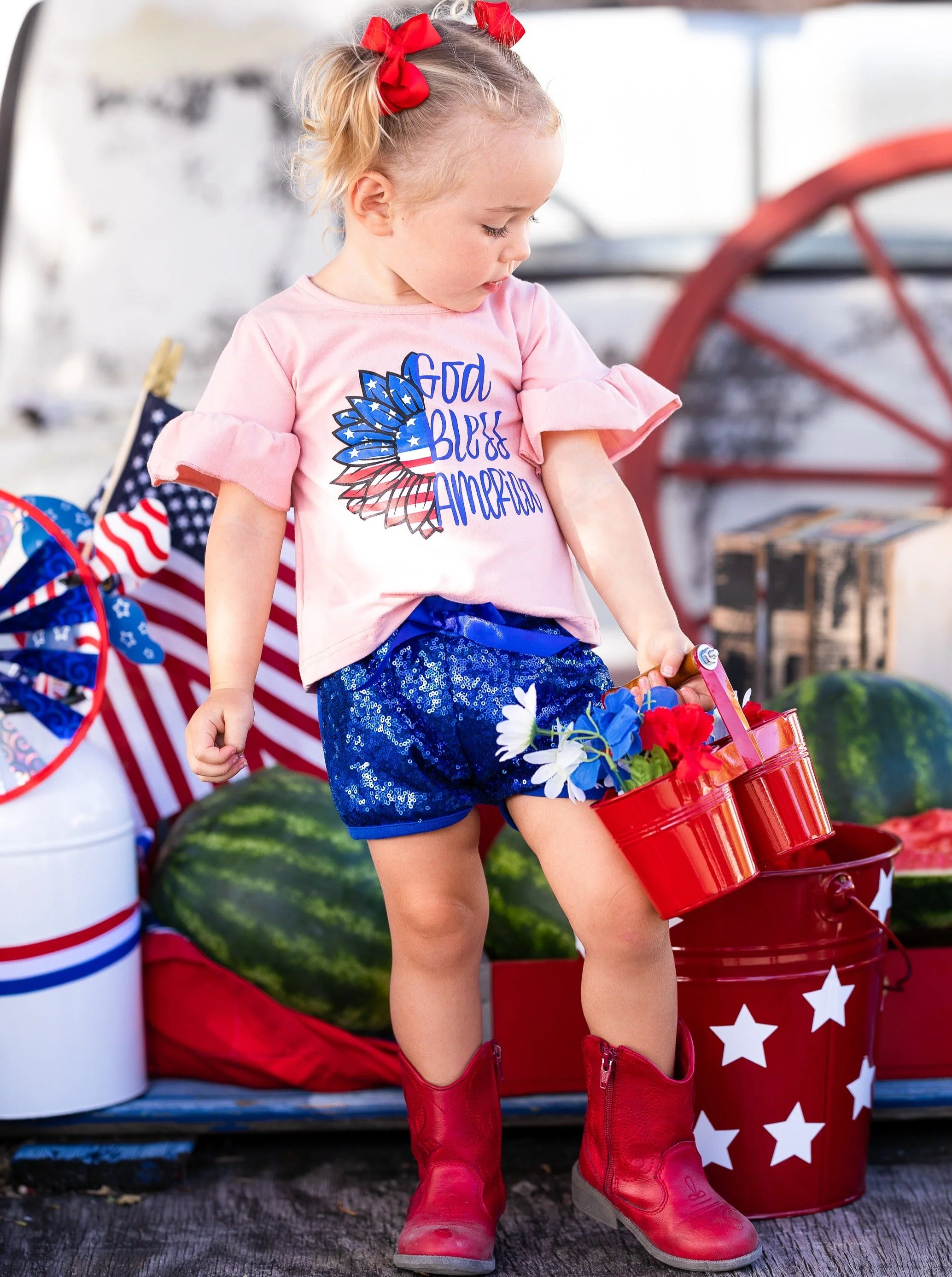 God Bless America Top And Sequin Short Set - Image 4