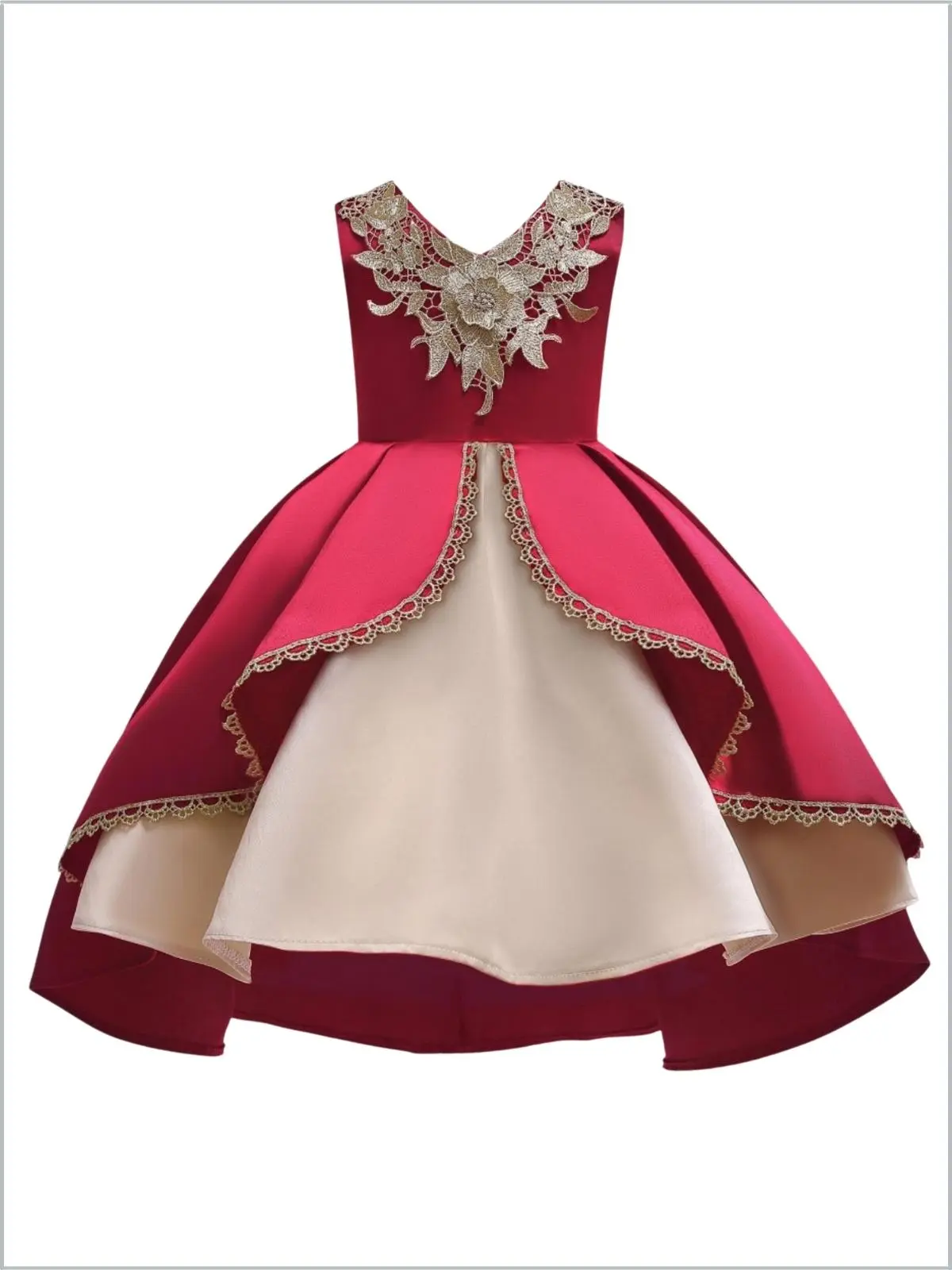 Lovely Night Red Embroidered Holiday Dress - Image 6