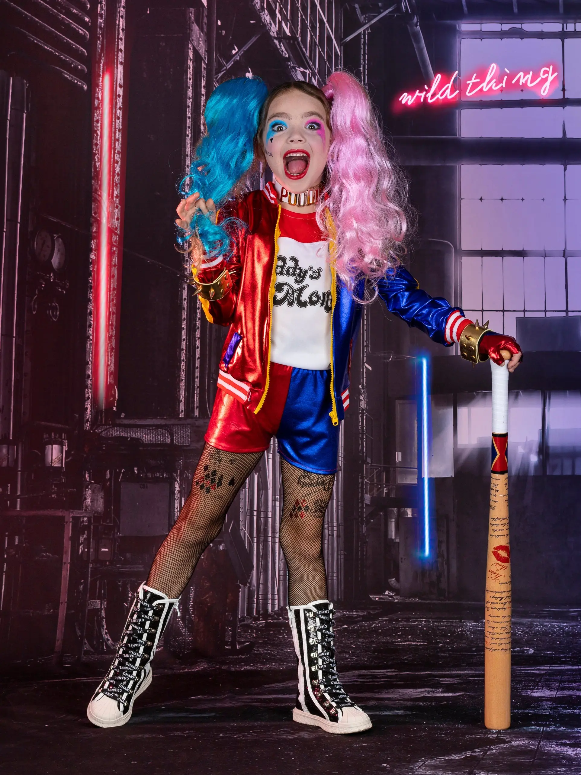 Girls Gotham Trickster 4-Piece Costume Set - Image 5
