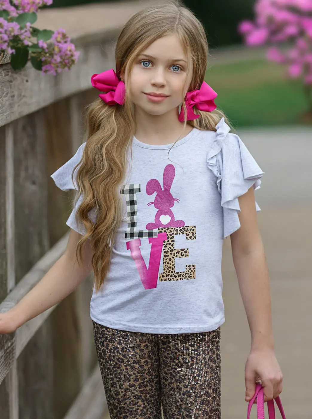 Bunnies Love Sparkle Leopard Bermuda Shorts Set - Image 6