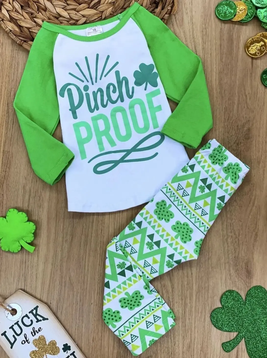 Pinch Proof Clover Print Legging Set - Image 3
