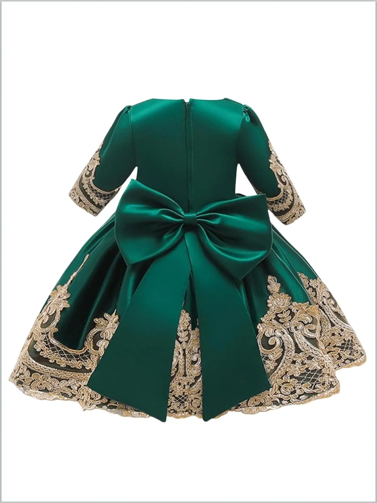 Satin And Gold Embroidered Holiday Princess Dress - Image 5