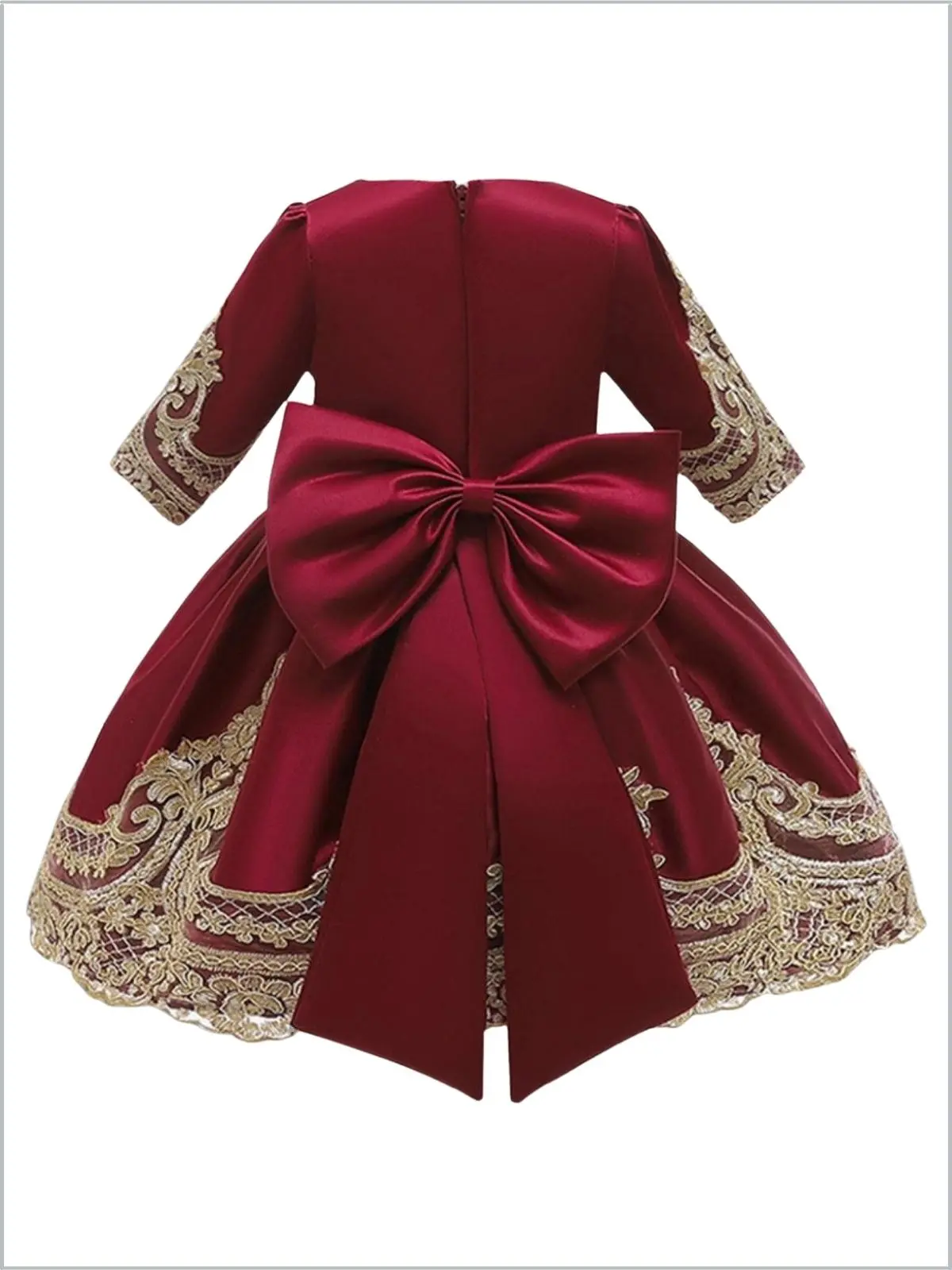 Satin And Gold Embroidered Holiday Princess Dress - Image 6