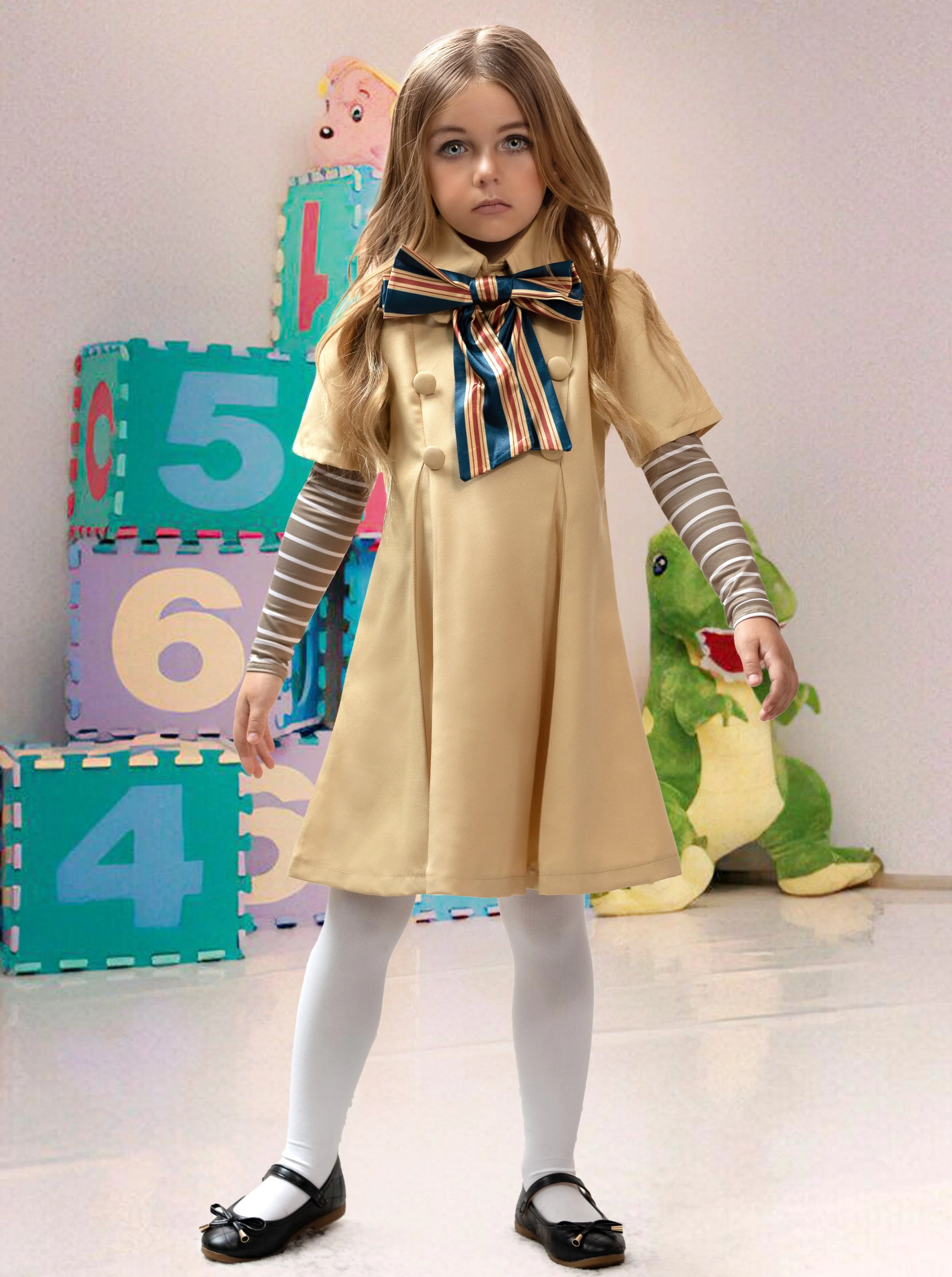 Girls My M3GAN Robot Doll Costume Dress with Arm Sleeves - Image 6