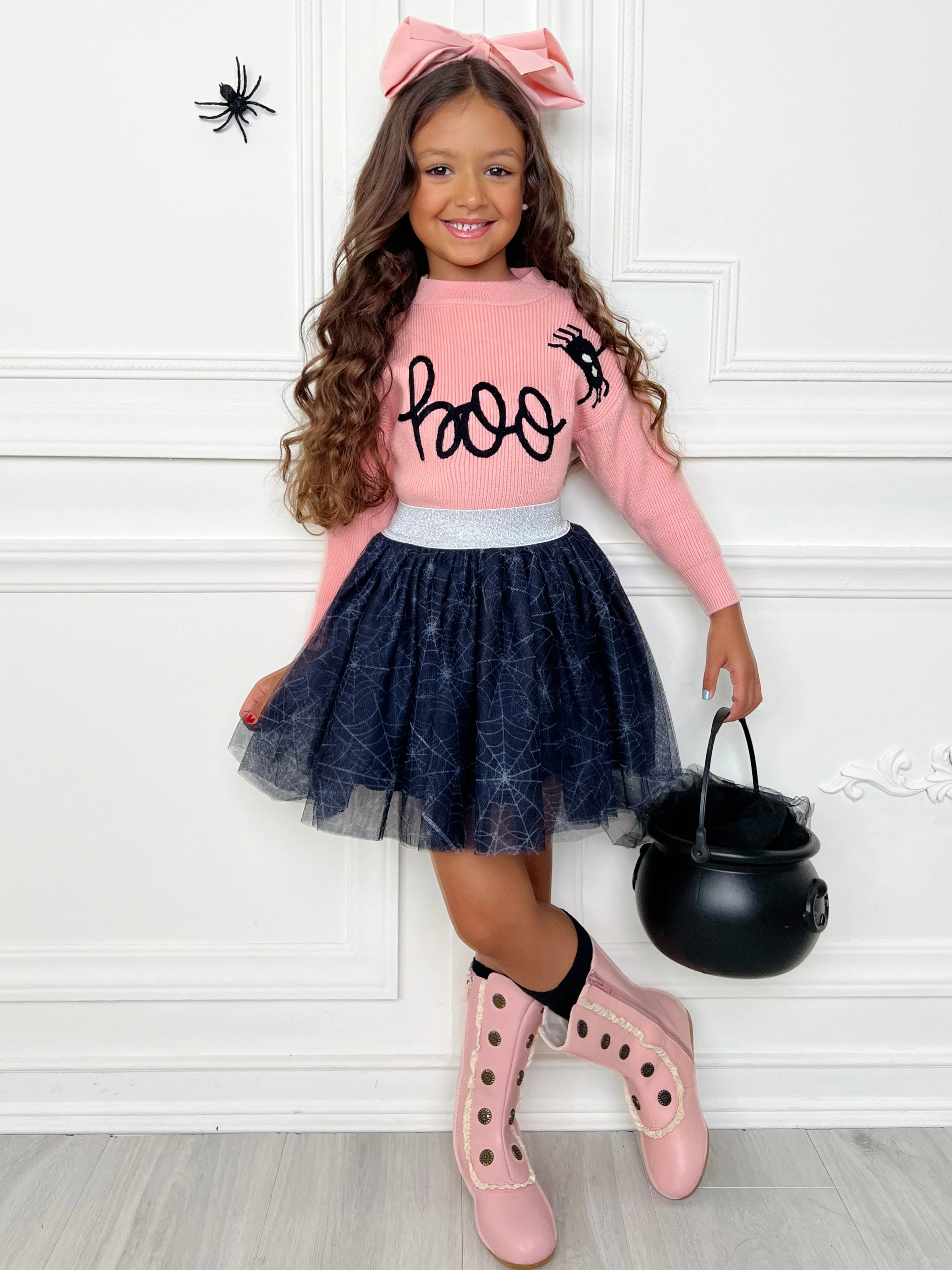 Halloween Boo Top and Spider Tutu Skirt Set - Image 5