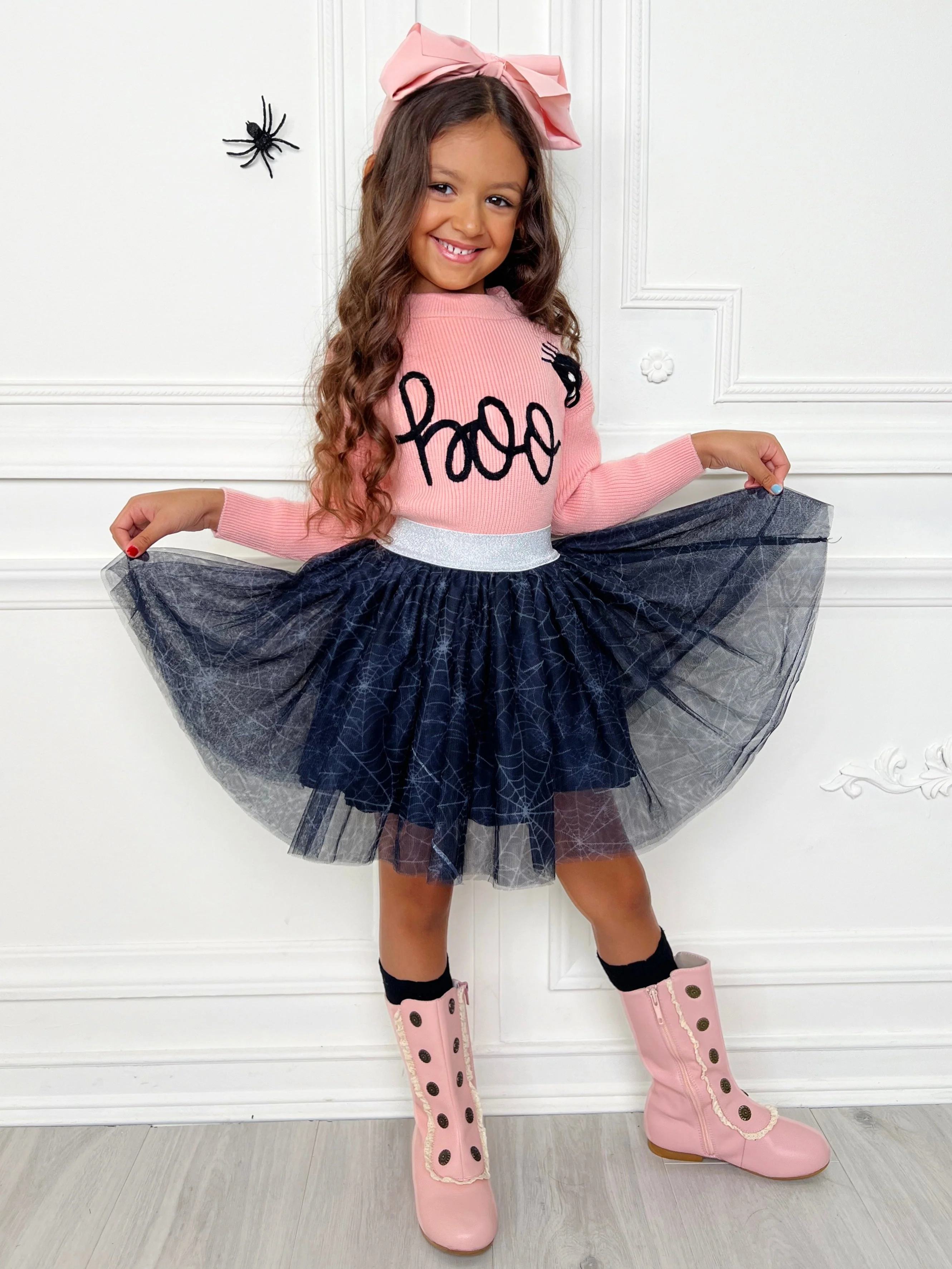Halloween Boo Top and Spider Tutu Skirt Set - Image 6