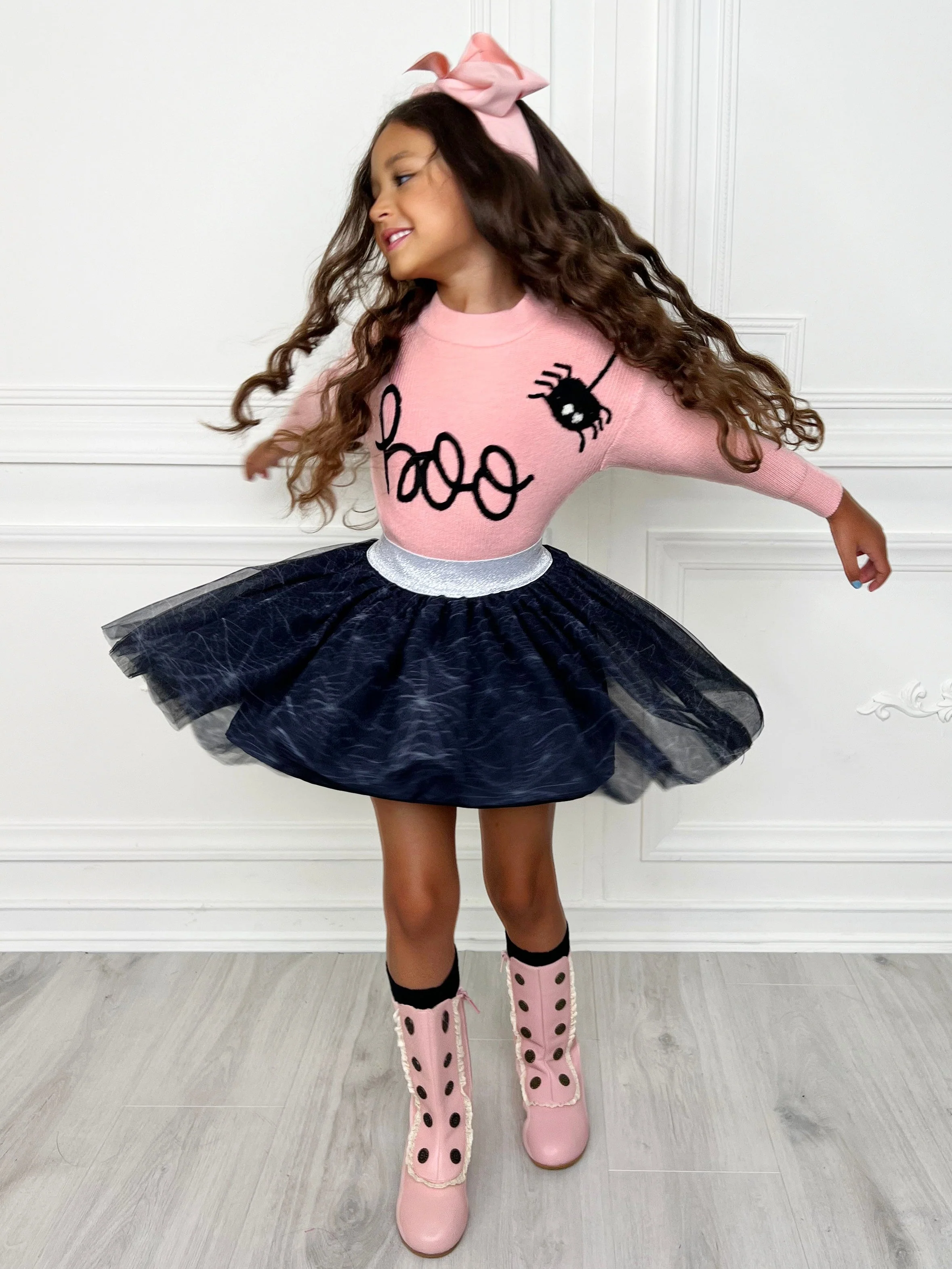 Halloween Boo Top and Spider Tutu Skirt Set - Image 7
