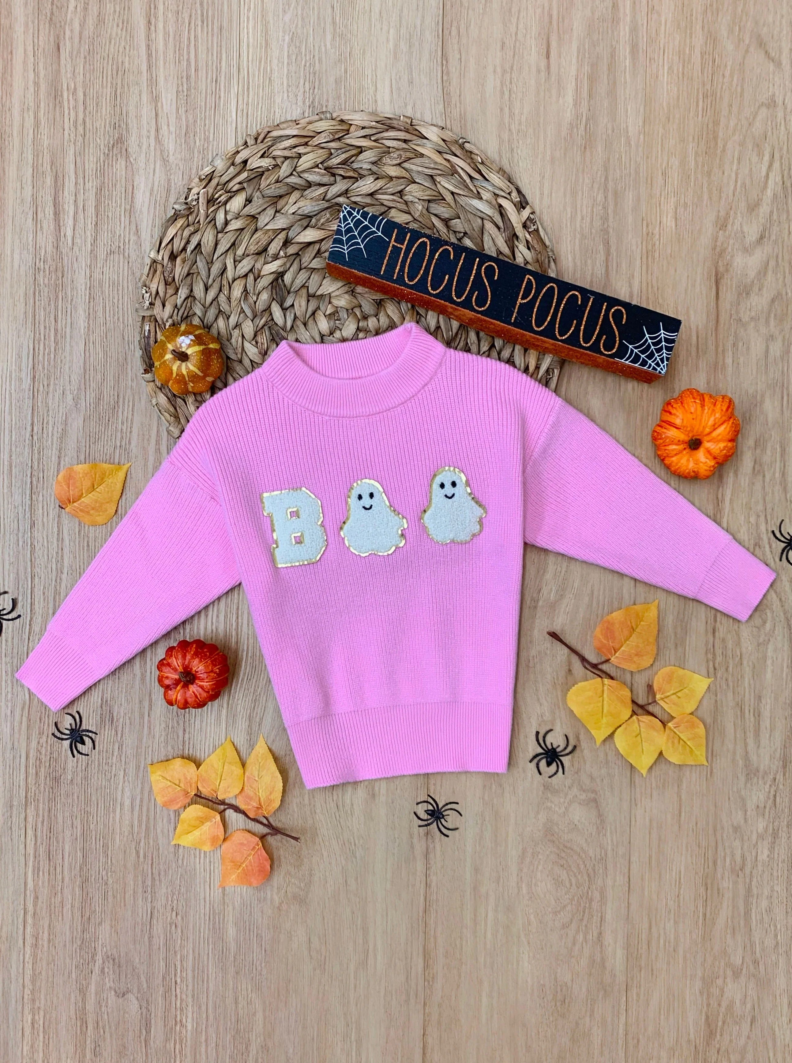 Pink Boo Ghost Halloween Sweater - Image 4