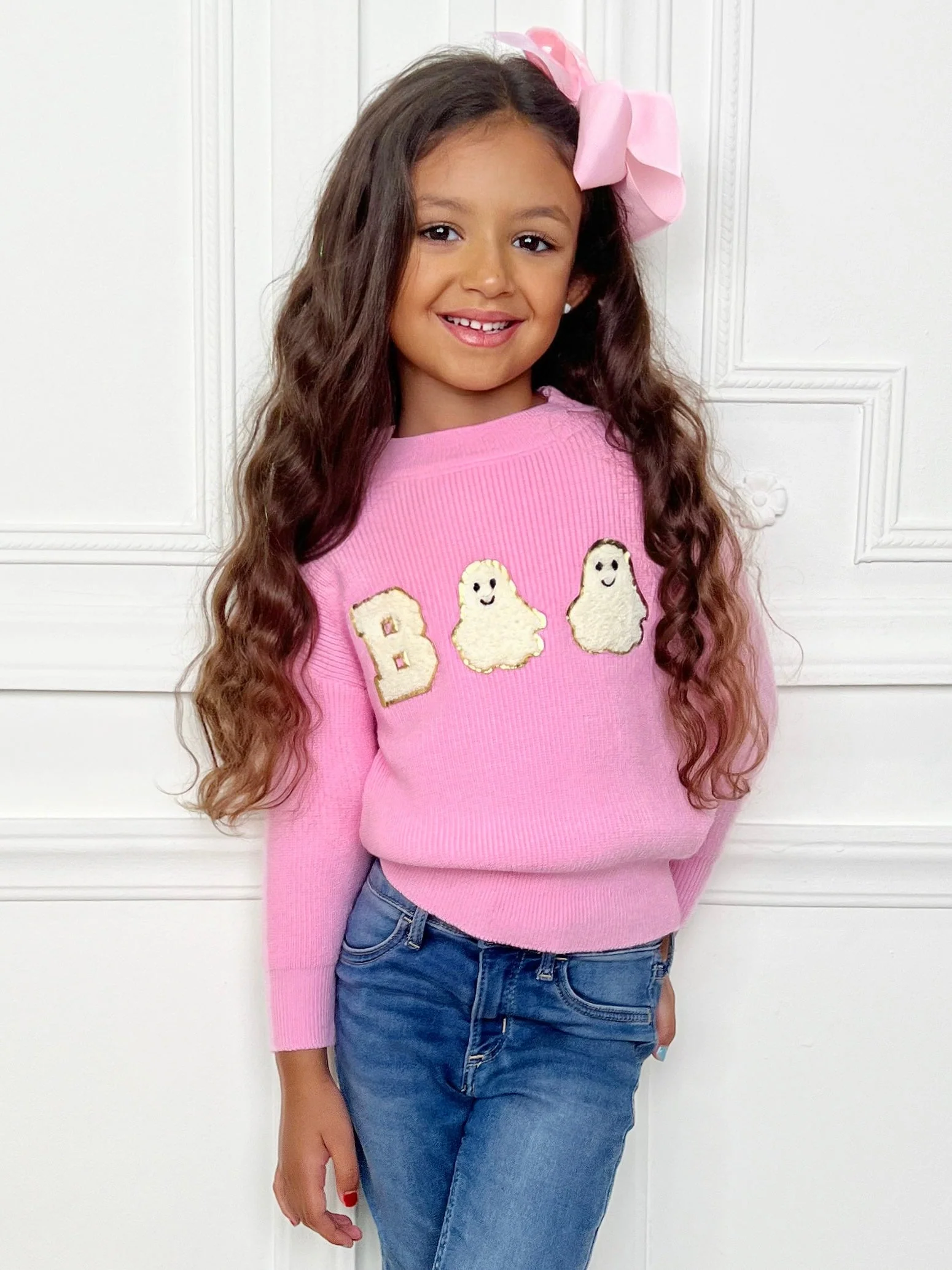 Pink Boo Ghost Halloween Sweater - Image 5