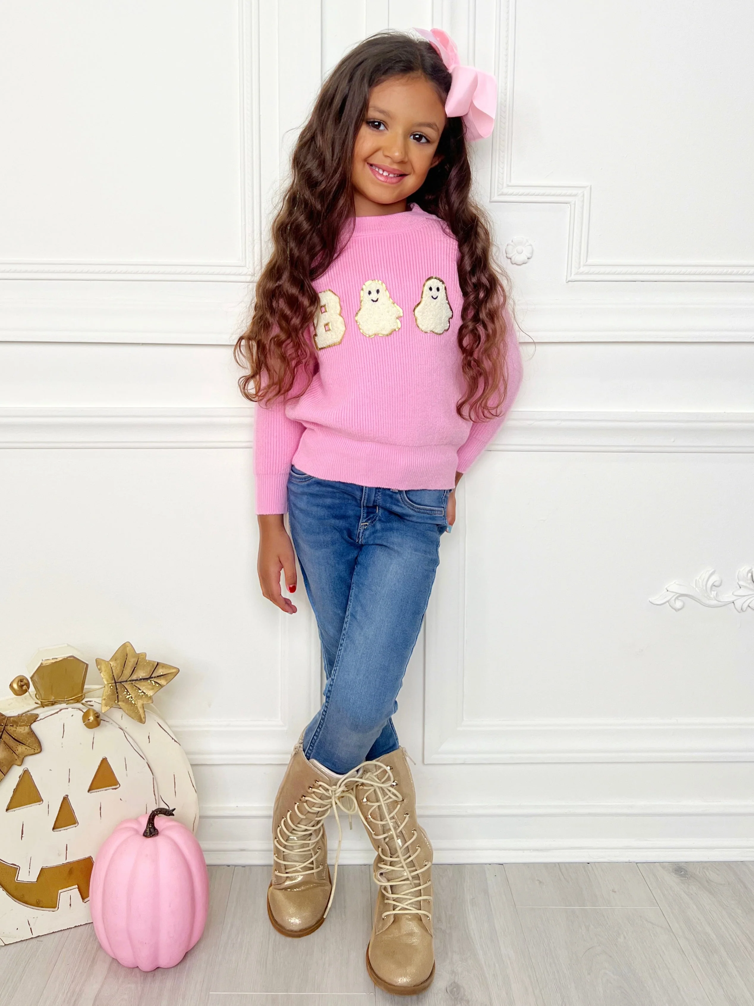 Pink Boo Ghost Halloween Sweater - Image 6