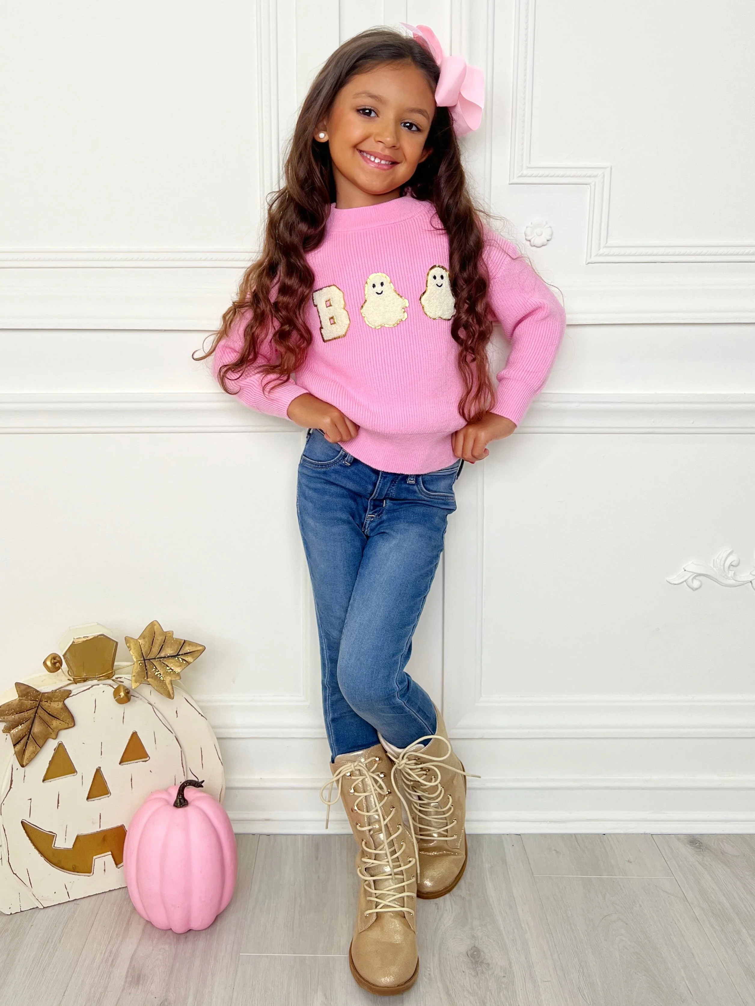 Pink Boo Ghost Halloween Sweater - Image 7