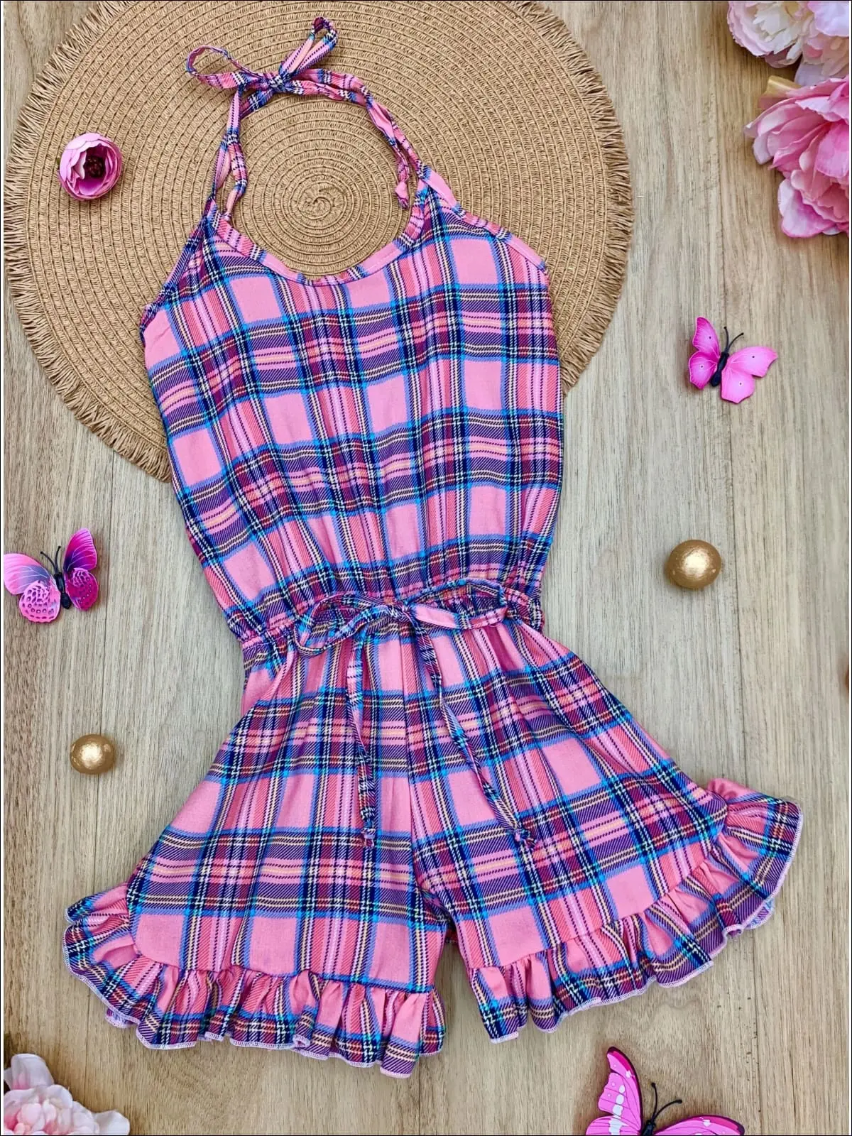 Just Believe Halter Ruffled Hem Romper - Image 4