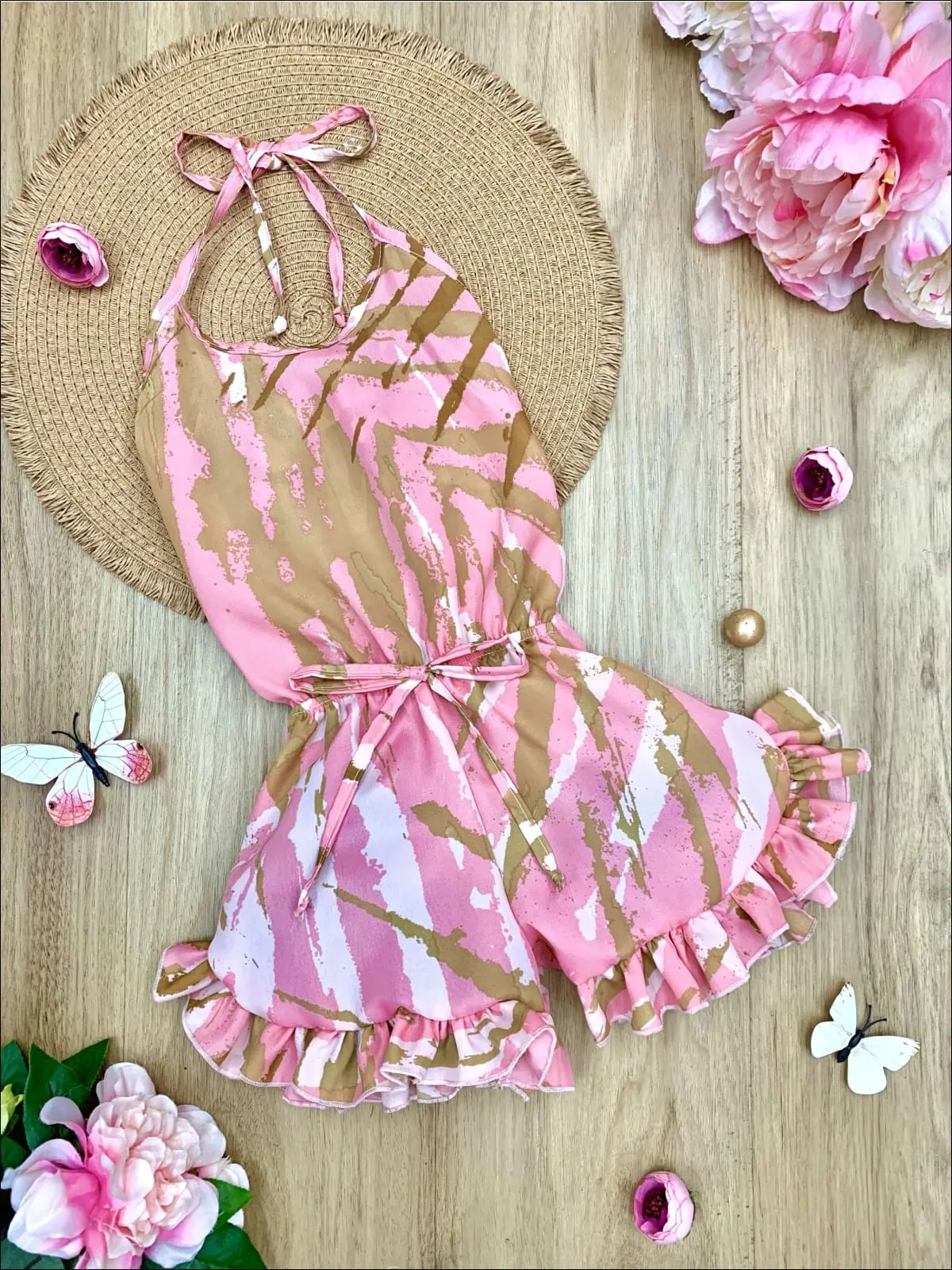 Just Believe Halter Ruffled Hem Romper - Image 5