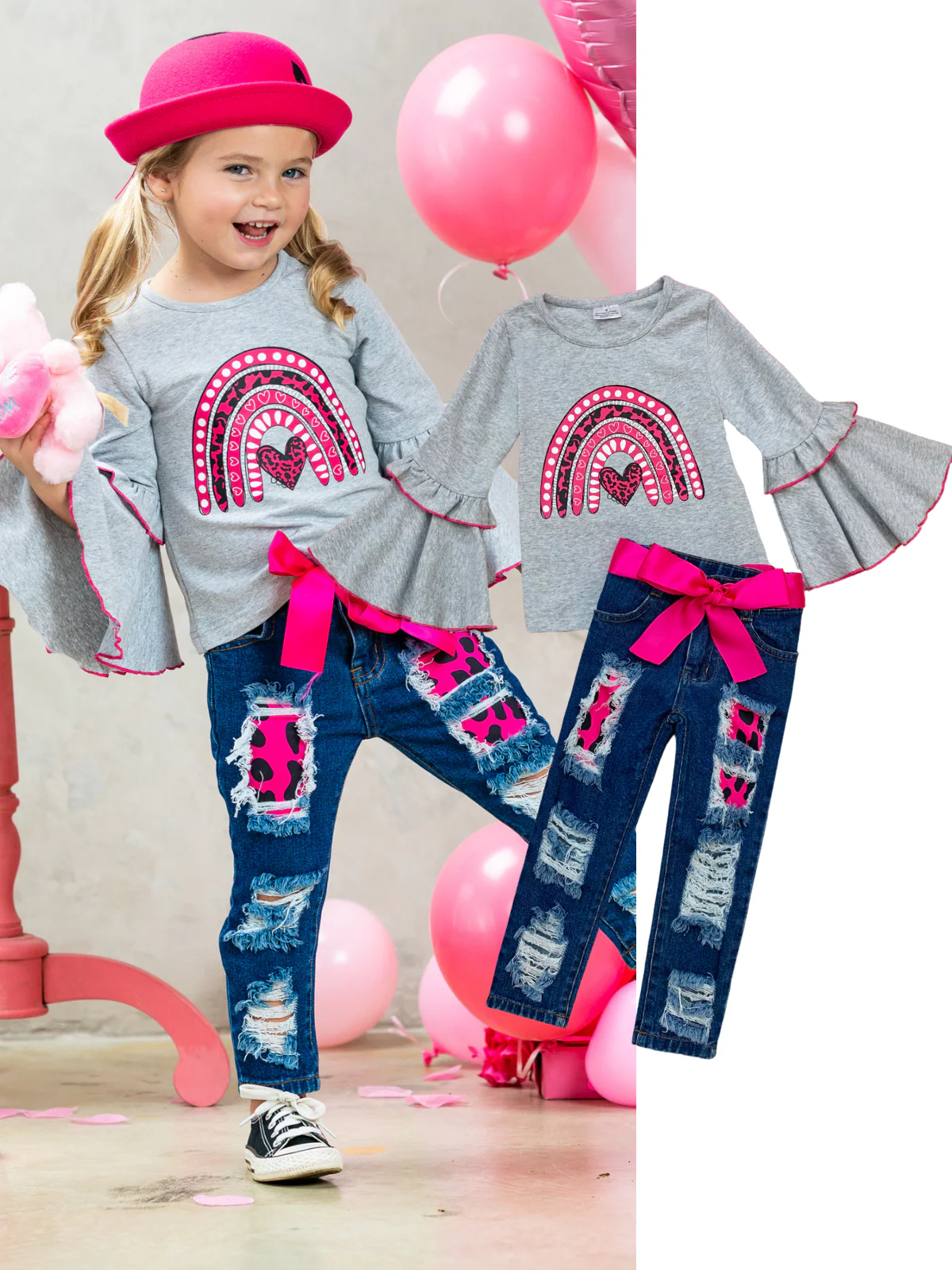 Wild Rainbow Love Patched Jeans Set - Image 11