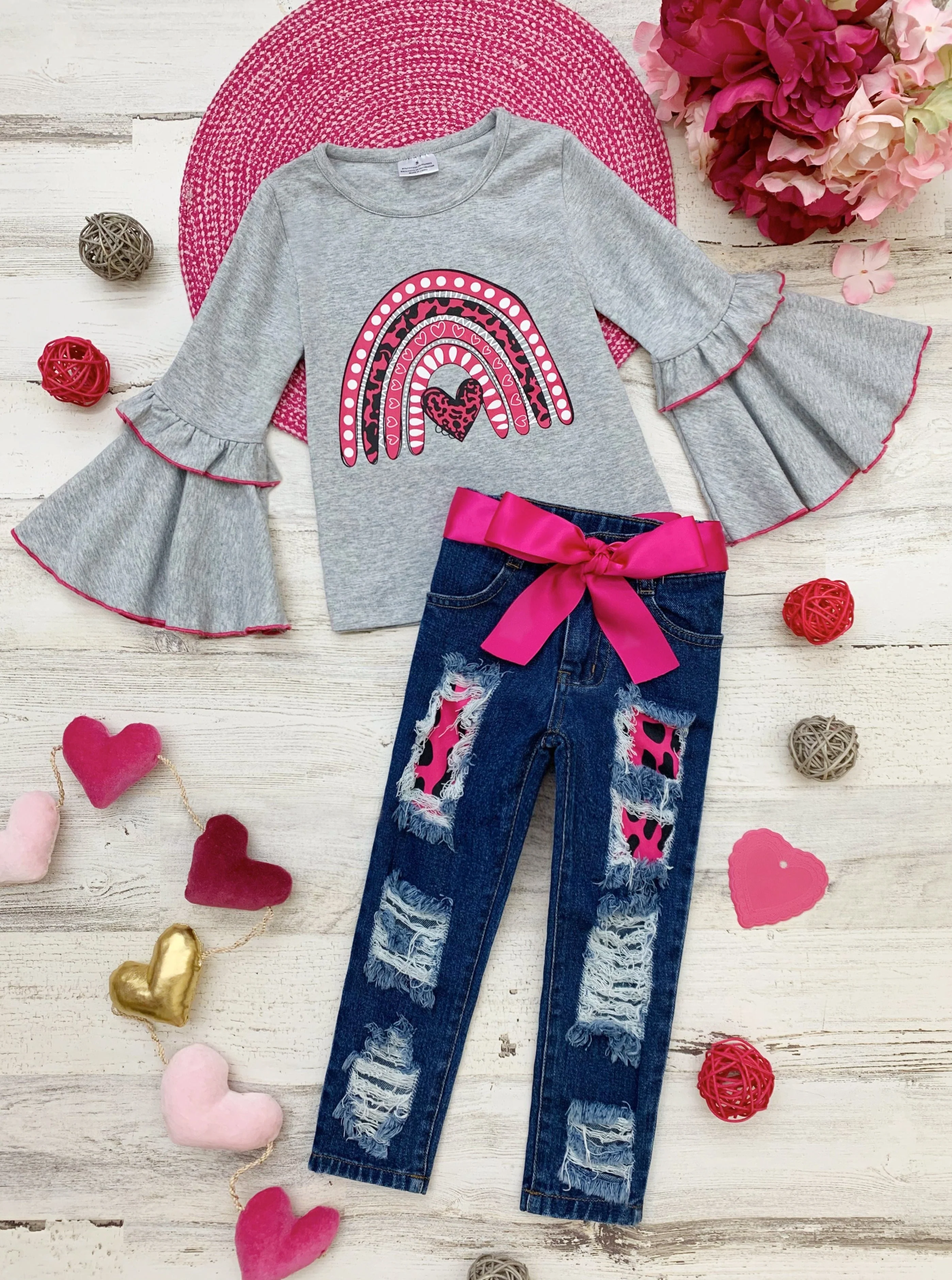 Wild Rainbow Love Patched Jeans Set - Image 4