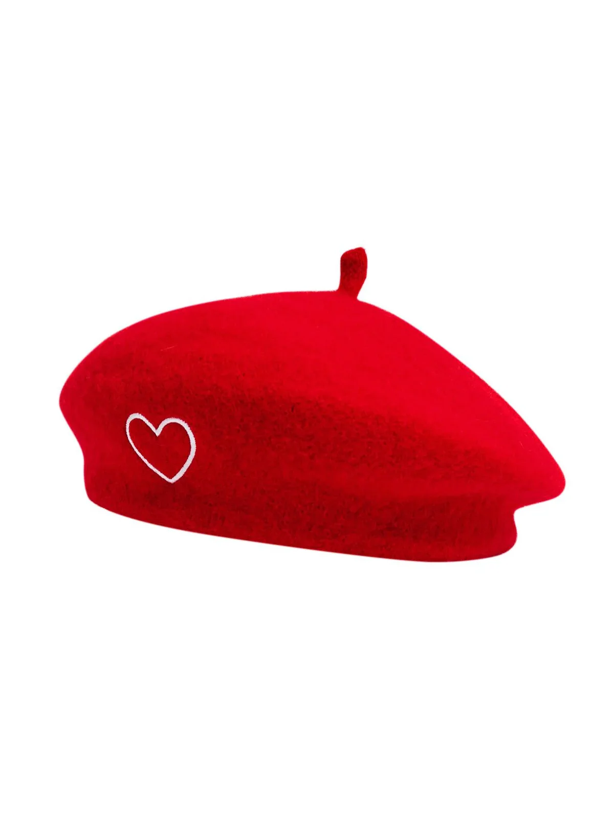 Adore You Red Heart-Embroidered Winter Beret - Image 2