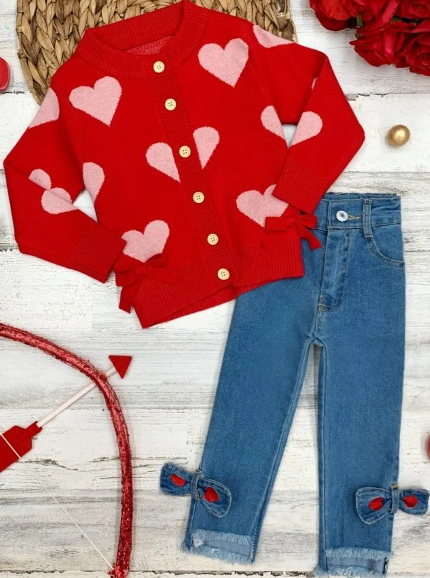 Forever In Love Cardigan and Jeans Set - Image 3