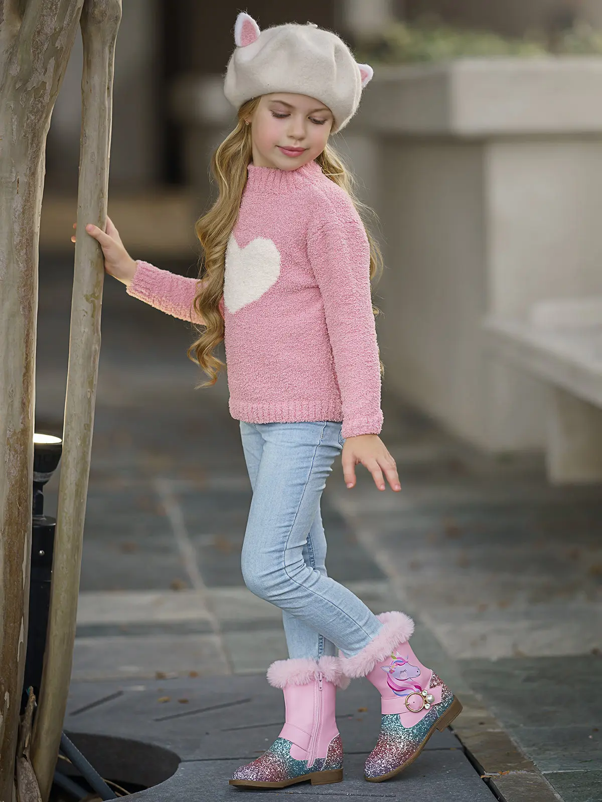 Keep Her Heart Close Pink Fuzzy Sweater - Image 2