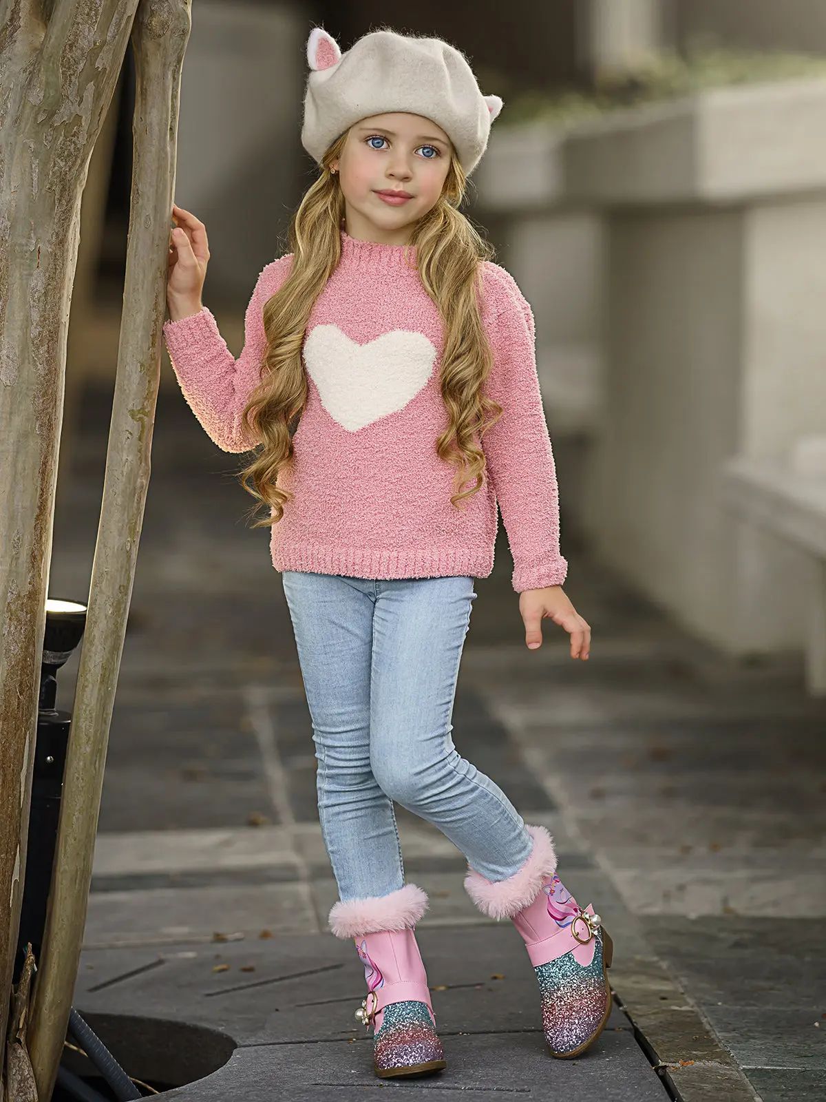 Keep Her Heart Close Pink Fuzzy Sweater - Image 3