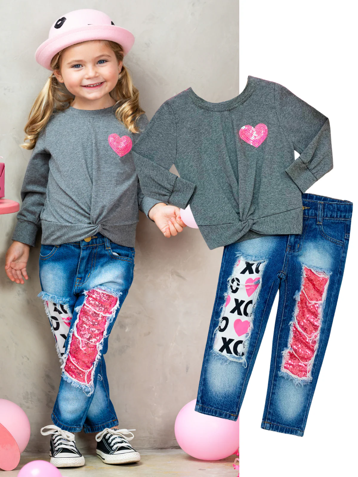Dazzle My Heart Patched Jeans Set - Image 8