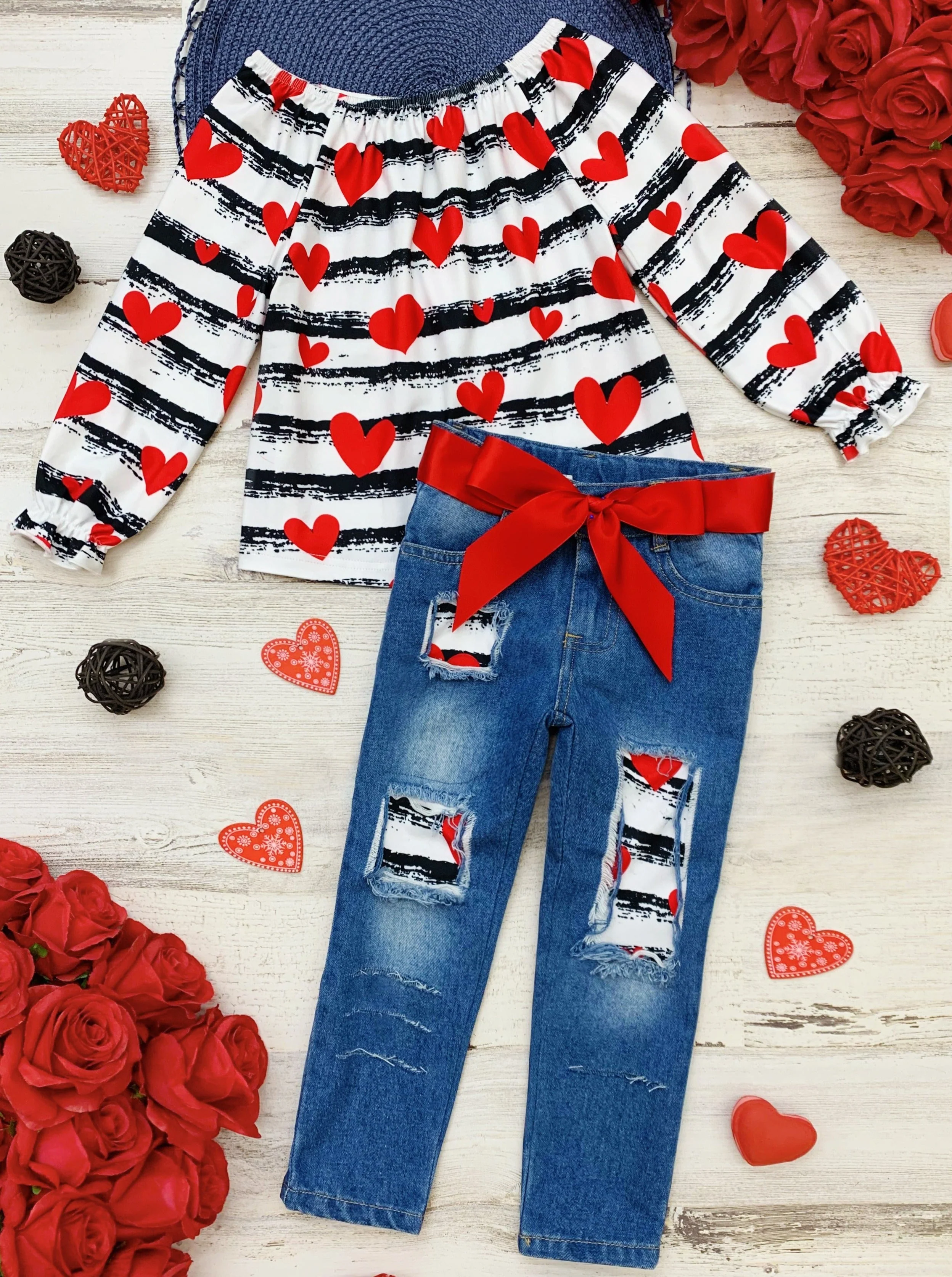 Heart On Your Sleeve Patched Jeans Set - Image 3