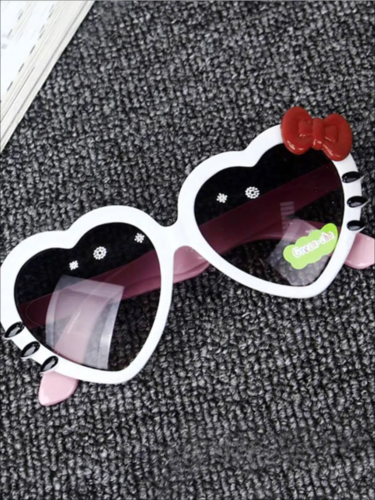 Girls Heart Shaped Sunglasses With Bow - Image 3